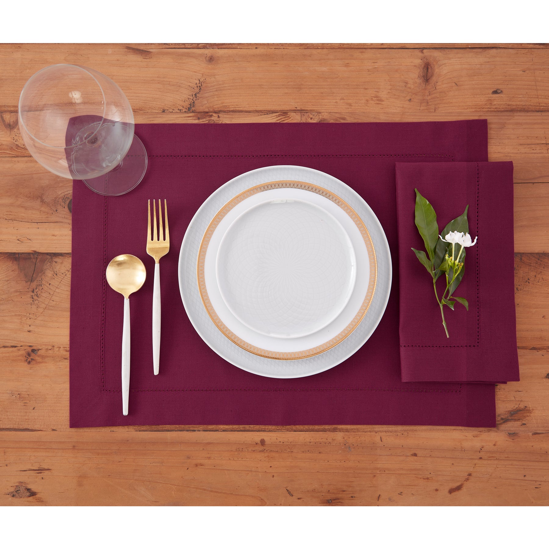 Premium Cotton Linen Hemstitch Placemats Set of 4 - Elegant Table Decor for Dining Room, Kitchen, and Party Settings