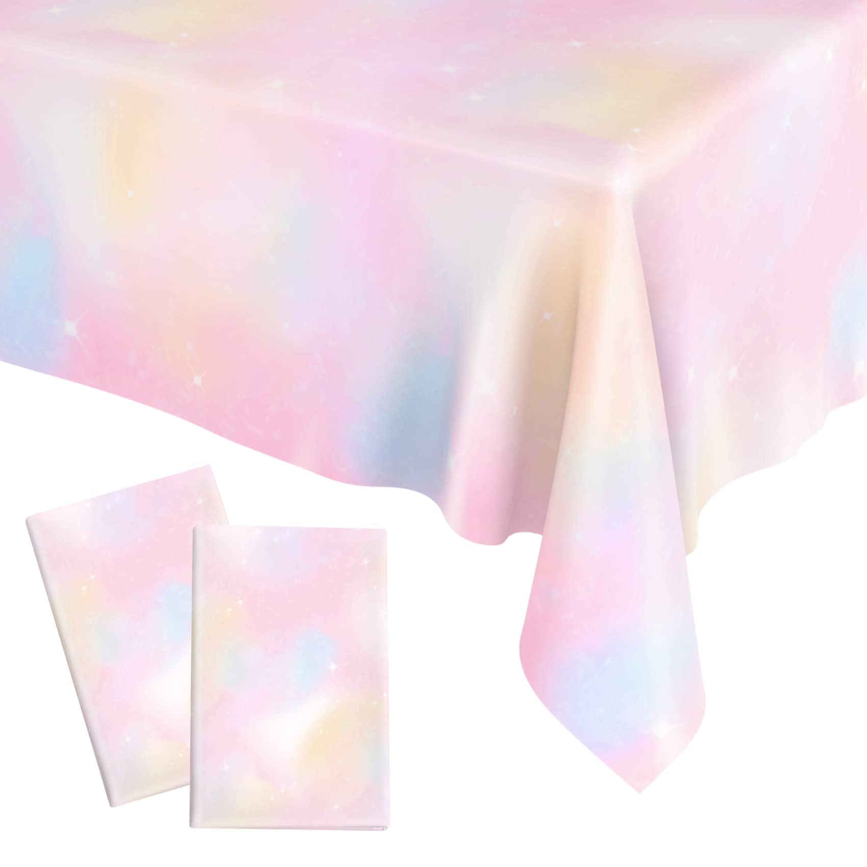 Pastel Rainbow Plastic Tablecloth - Waterproof Disposable Rectangle Table Cover for Birthday Party, Baby Shower & Events (54x108 Inches) - Perfect for Indoor/Outdoor Decorations & Party Supplies
