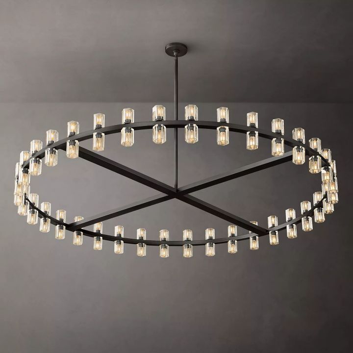 Elegant Aurora Wine Glass Round Chandelier - 60 Lights Crystal Dining Room Ceiling Fixture for Fine Dining & Luxury Home Decor