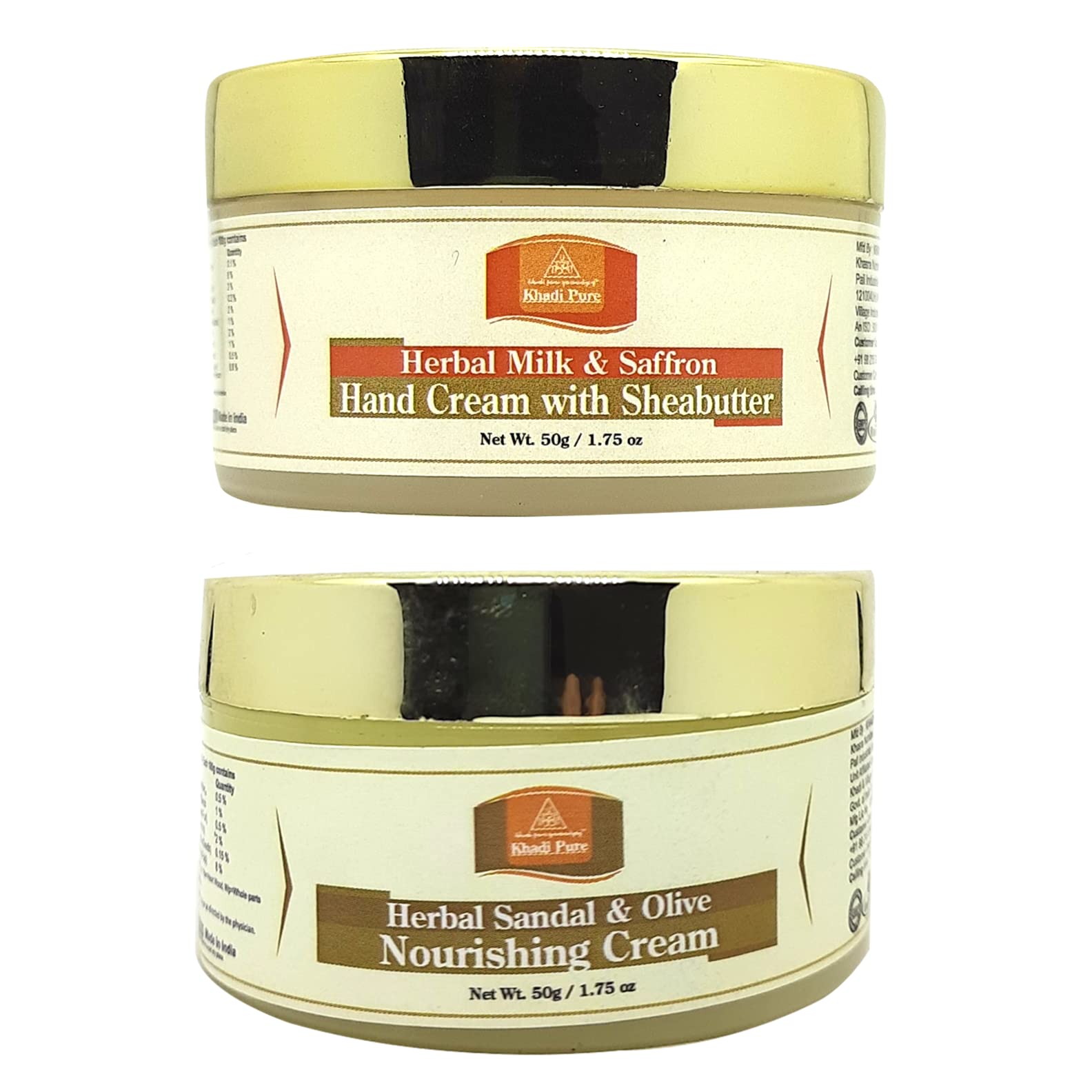 Khadi Pure Milk Saffron & Sandal Olive Nourishing Cream - Herbal Hand Cream for Dry Skin, 50g (Pack of 2) - Moisturizing & Healing for Cracked Hands, Perfect for Winter Care & Daily Nourishment