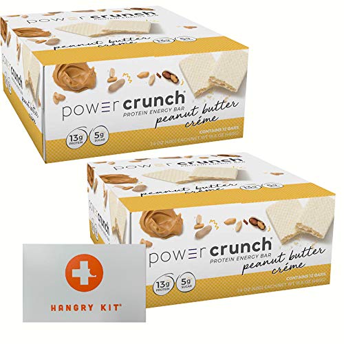 Power Crunch Protein Bar - Peanut Butter Flavor (2 Boxes) with Mini Hangry Kit | High Protein Snack for Gym, Hiking & On-the-Go Energy | Keto Friendly Nutrition Bar