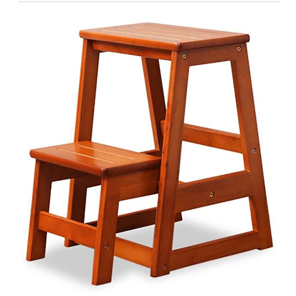 Pengfei 2-Step Folding Ladder Stool - Multifunctional Step Stool for Bathroom, Library & Home Use - Non-Slip Shoe Bench & Compact Step Ladder - Honey Color - Perfect for Reaching High Shelves & Storage Organization