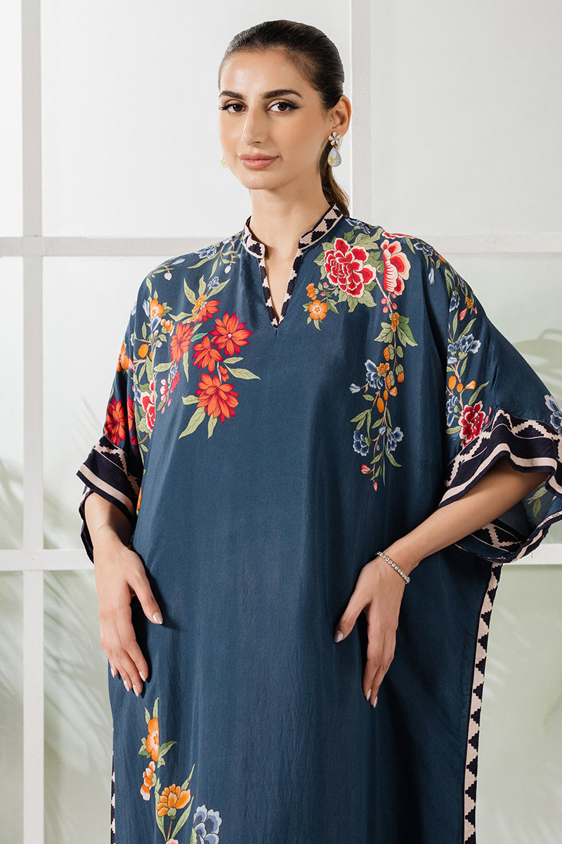 Blue Azure Silk Printed Shirt for Women - Elegant Floral Design, Comfortable & Breathable - Perfect for Office, Party & Special Occasions