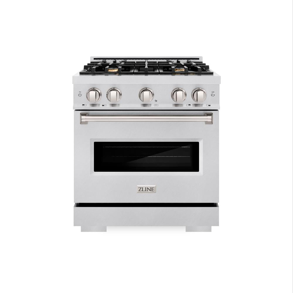 ZLINE 30-Inch 4.2 cu. ft. Stainless Steel Dual Fuel Range - Gas Cooktop & Electric Convection Oven with 4 Brass Burners (CDR BR 30) - Perfect for Home Kitchens & Professional Cooking