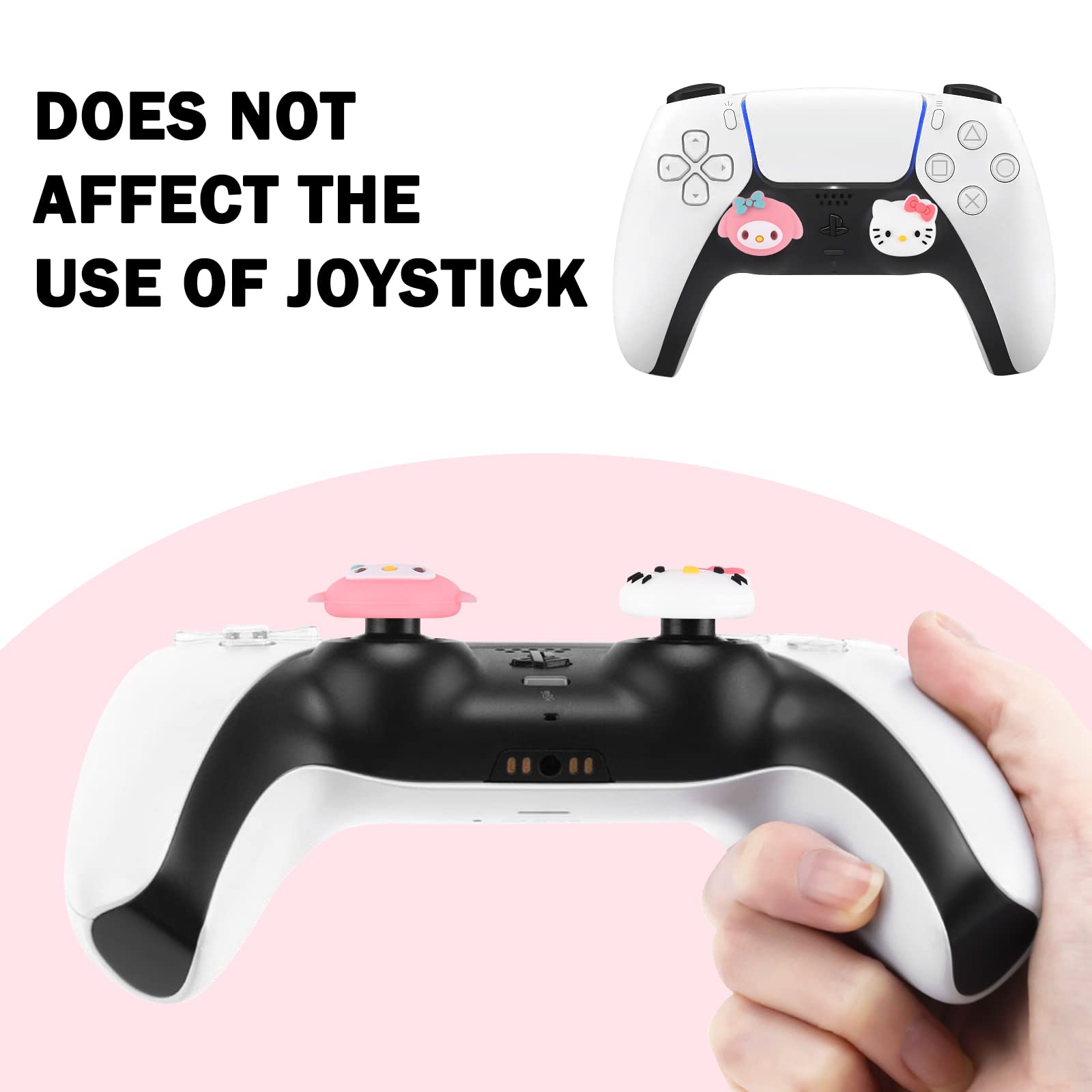 DLseego 4PCS Soft Silicone Thumb Grips for Xbox One, PS5, PS4, Switch Pro & Steam Deck Controllers - Anti-Slip Joystick Caps with Japanese Cartoon Design - Perfect for Gaming, Streaming & Long Play Sessions