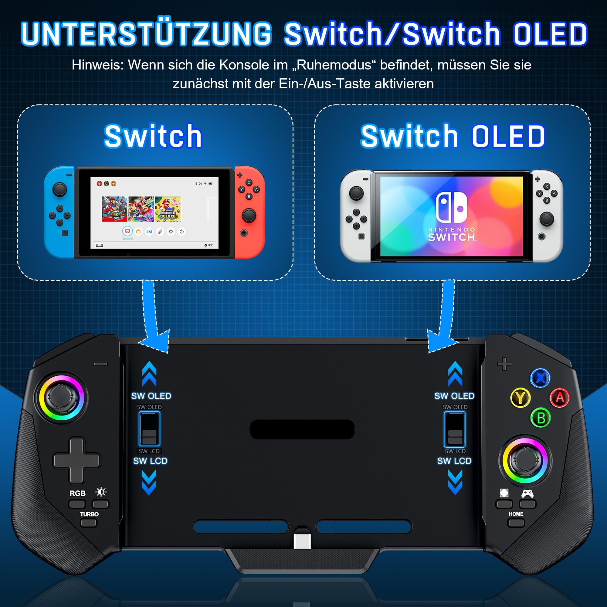 Wireless Switch Controller with Hall Effect Joystick, Turbo Mode, 6-Axis Gyro & Tabletop Stand - Compatible with Nintendo Switch & OLED - Perfect for Gaming, Travel & Home Entertainment