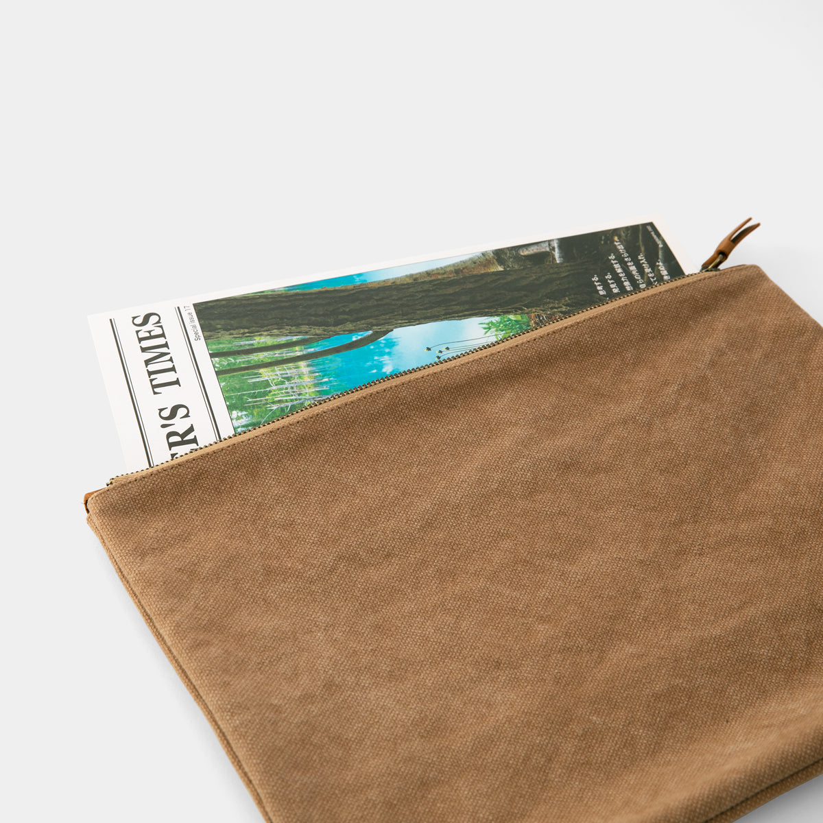 TRAVELER'S COMPANY Traveler's Factory Canvas Pouch - Large Size Beige | Durable Travel Organizer for Passport, Wallet & Accessories | Perfect for Business Trips & Vacations