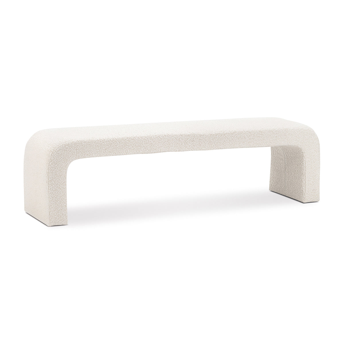 Camille Boucle Arch Bench - Modern Upholstered Accent Bench with Curved Design for Living Room, Bedroom, or Entryway