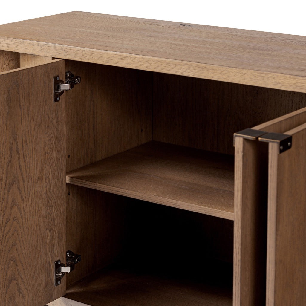 Christopher Sideboard - Light Oak Veneer Buffet Cabinet for Dining Room & Living Room Storage | Rustic Home Decor & Organizer
