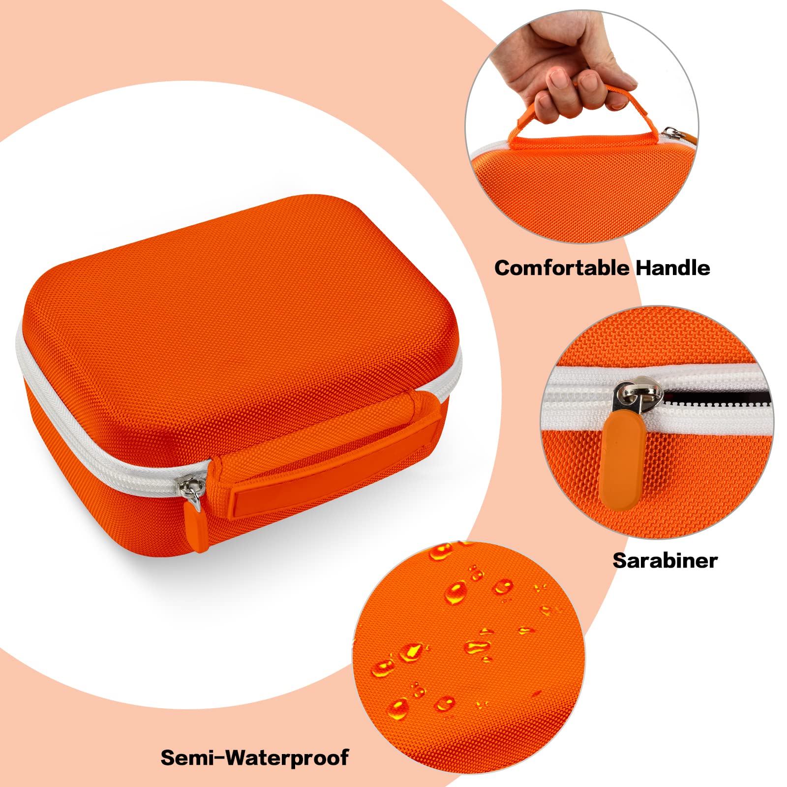 Phomemo M110 Label Maker Case - Portable Mini Bluetooth Thermal Label Printer Storage Bag for Printer, USB Cable & Accessories (Orange) - Perfect for Office, Home & Travel Organization