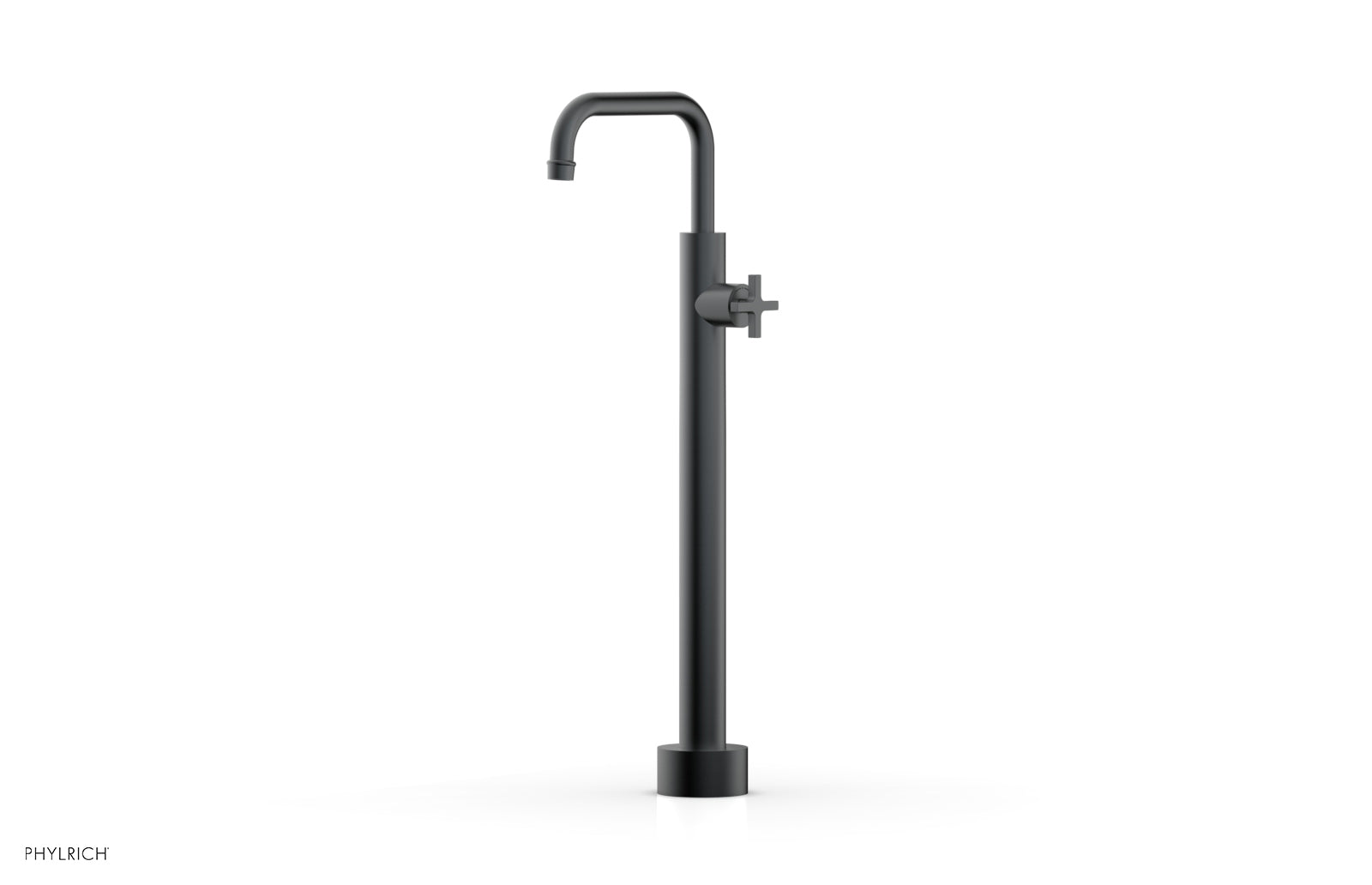 HEX MODERN Low Floor Mount Tub Filler with Cross Handle - Model 501 54 04 | Perfect for Contemporary Bathroom Designs and Spa-Like Showers
