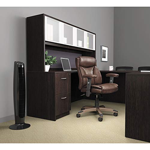 Alera RL4319E Reception Lounge Series Guest Chair - Espresso/Black Leather - Comfortable Office Waiting Room Chair for Reception Areas, Lobbies & Guest Seating