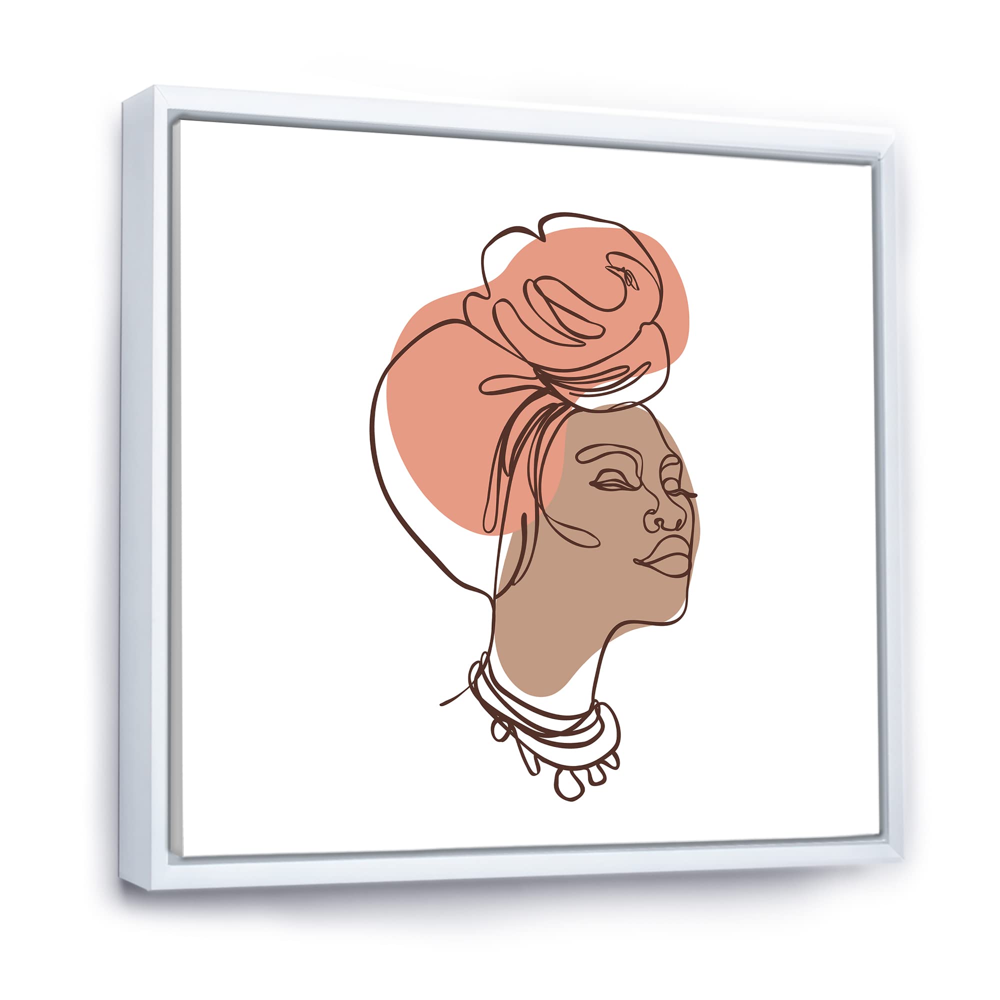 One Line Portrait of African American Woman IV - Modern Framed Canvas Wall Art Print for Living Room, Bedroom & Office Decor | DesignQ