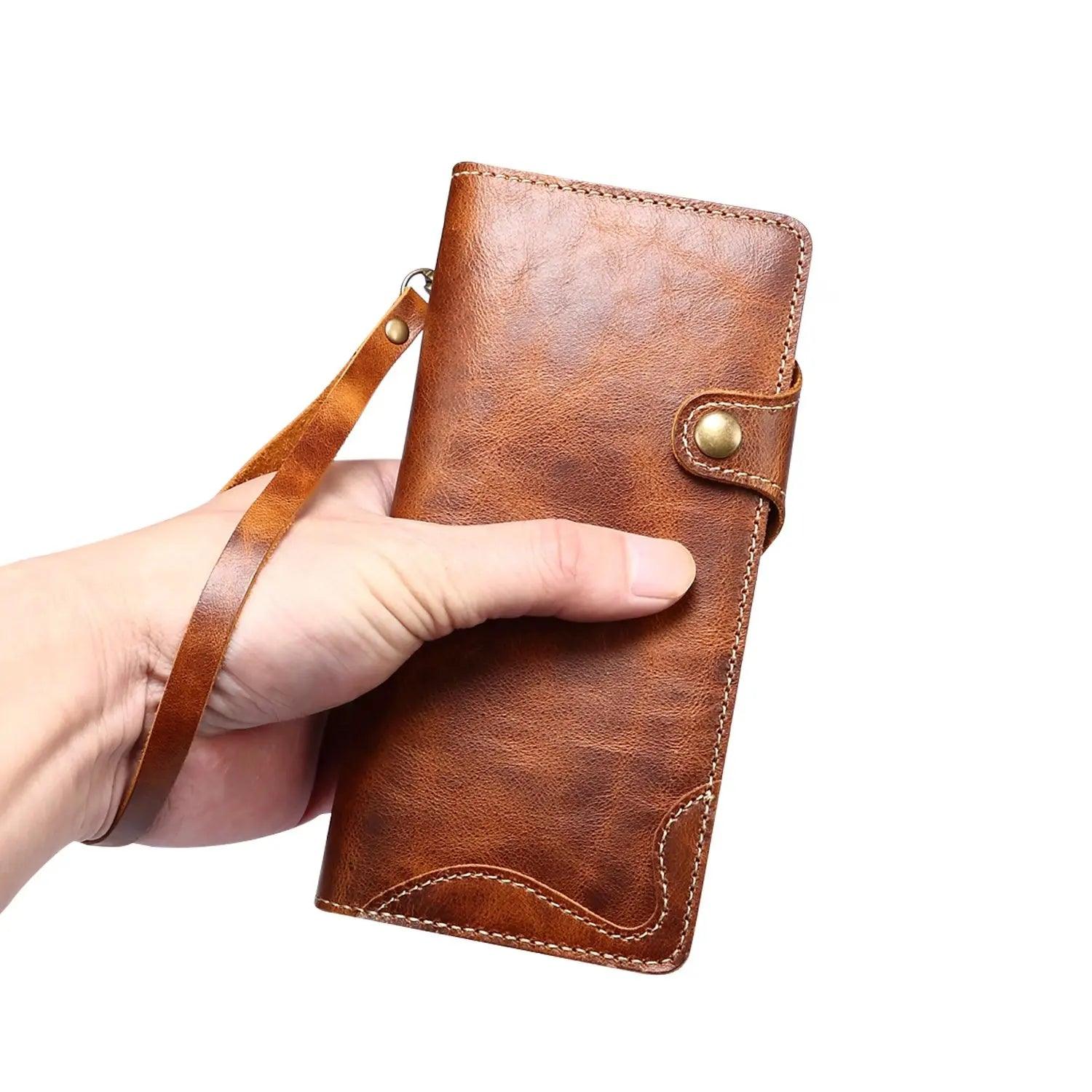 Samsung Galaxy S24 Plus Genuine Cowhide Leather Wallet Case with Card Slots - Perfect for Business, Travel & Everyday Use