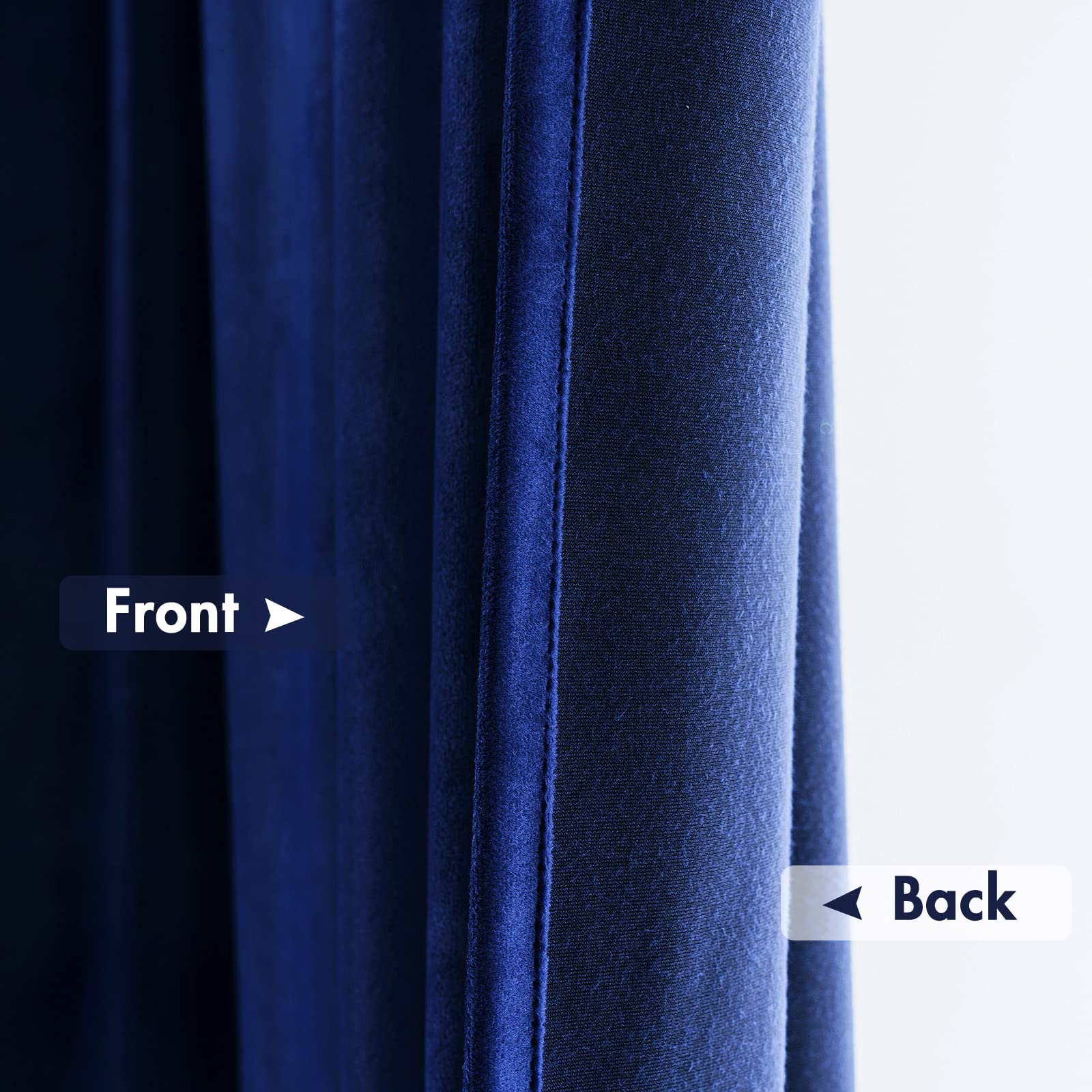 MIULEE Royal Blue Velvet Thermal Insulated Blackout Curtains - 108 Inch Long Rod Pocket Drapes for Bedroom & Living Room (Set of 2 Panels) - Perfect for Home Theater, Nursery & Light-Sensitive Sleepers