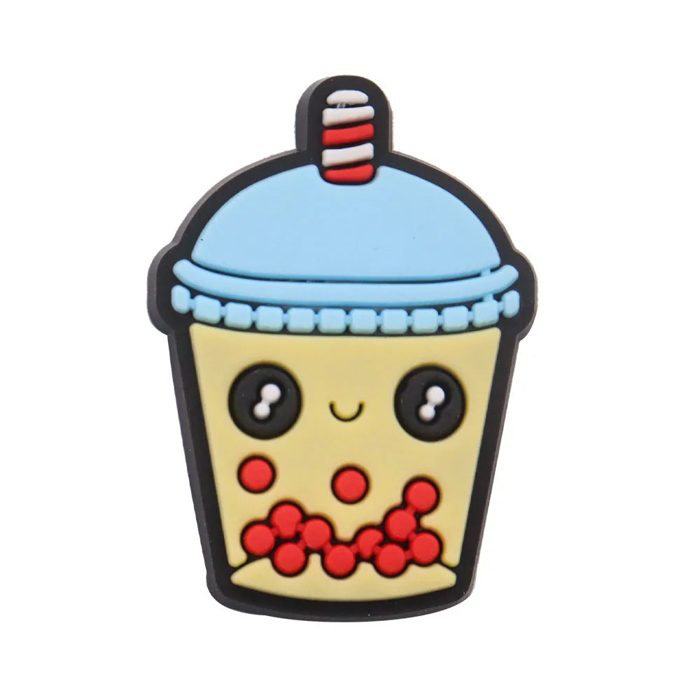 1PCS PVC Shoe Charms - Cute Bubble Tea Drink Rabbit Heart Sandals Decoration for Wristbands & Slippers | Fun Accessories for Kids, Girls Gift Ideas | Perfect for DIY Crafts, Party Favors & Fashion Styling