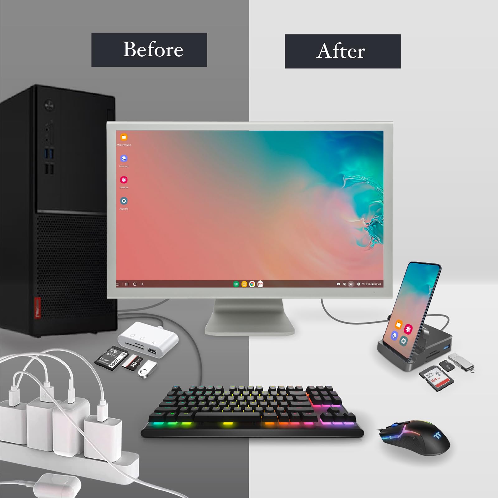 Samsung DeX 4K HDMI Docking Station - USB C Hub for Smartphone & Laptop - Compatible with Samsung, Huawei, MacBook, Dell, HP (2022) - Perfect for Home Office, Gaming & Video Streaming