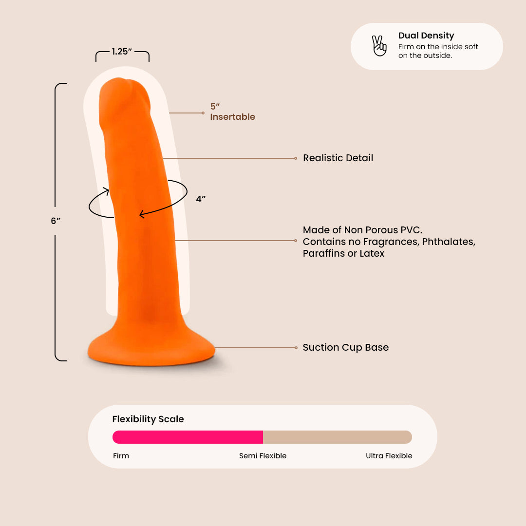 Neo 6 Dual Density Realistic Dildo - Soft Outer Layer & Firm Inner Core for Enhanced Pleasure | Perfect for Solo Play, Couples & BDSM Scenes