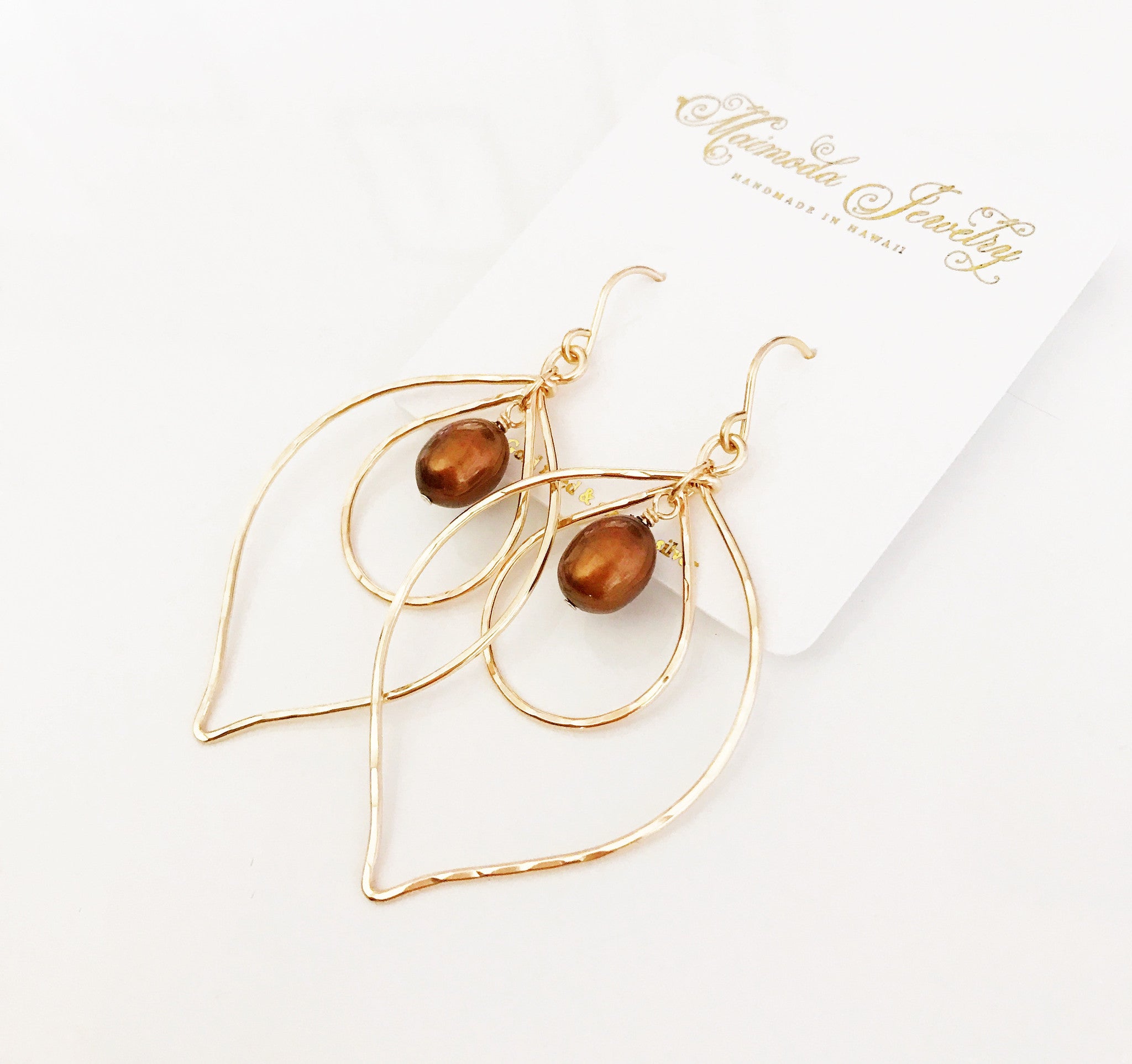 E339 Chocolate Pearl Earrings for Women - Elegant Dangle Earrings for Party, Wedding & Everyday Wear