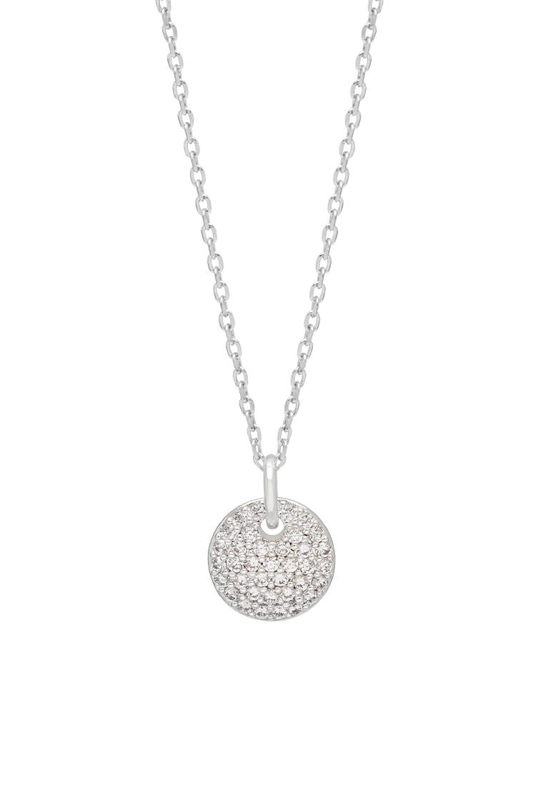 Pave Disc Necklace - Elegant Sparkling Jewelry for Women | Perfect for Parties, Weddings & Everyday Wear