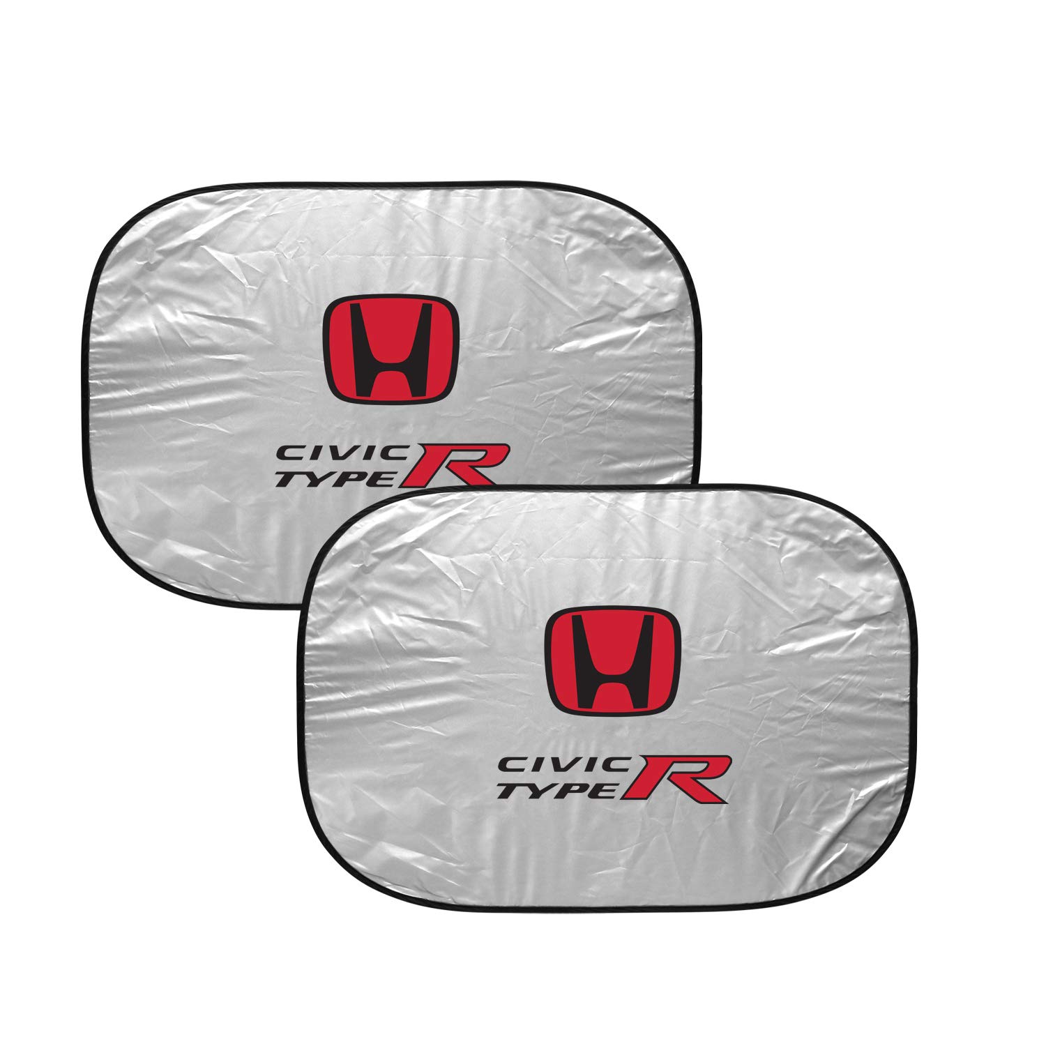 Honda Civic Type-R Red Logo Dual Panel Foldable Windshield Sun Shade - Universal Fit Car Sunshield for Heat & UV Protection - Perfect for Parking, Travel & Daily Commute