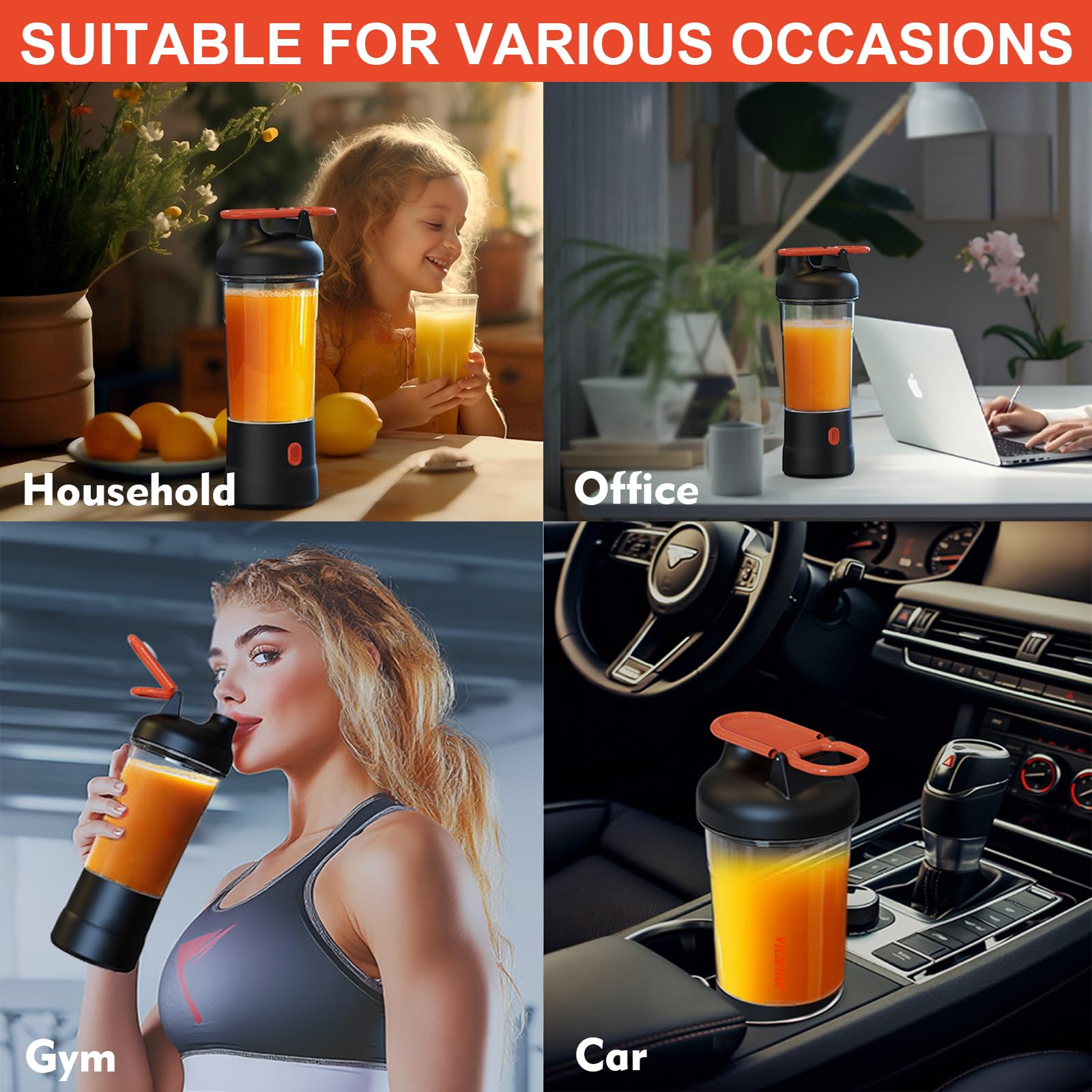 Portable Blender for Smoothies and Shakes - 25oz USB C Rechargeable Personal Blender with 6 Blades, Cordless Travel Blender for Home, Office, Gym & Camping - Perfect for Fresh Juice, Protein Shakes & Healthy Snacks (White)