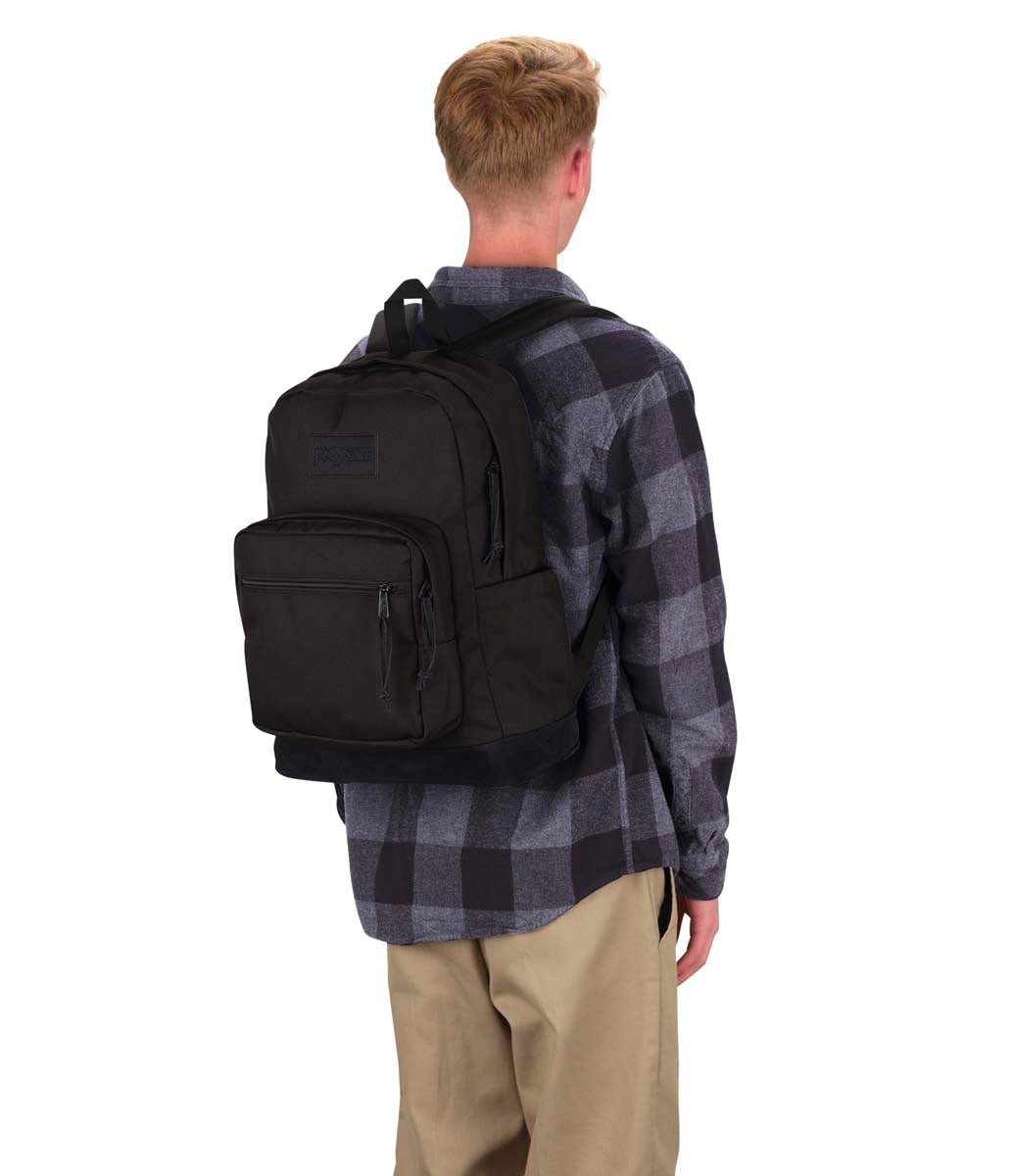 JanSport Right Pack Backpack - Lightweight Laptop Backpack for School & Travel, Durable Monochrome Black Daypack for Men & Women | Perfect for College, Work, Commuting & Outdoor Adventures