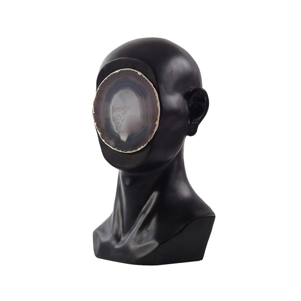 Agate Stone Thinker Statue - Abstract Sculpture Home & Office Decor, Modern Collectible Figurine for Bookshelf or Desktop | Perfect Gift for Meditation Spaces & Study Rooms (Black)
