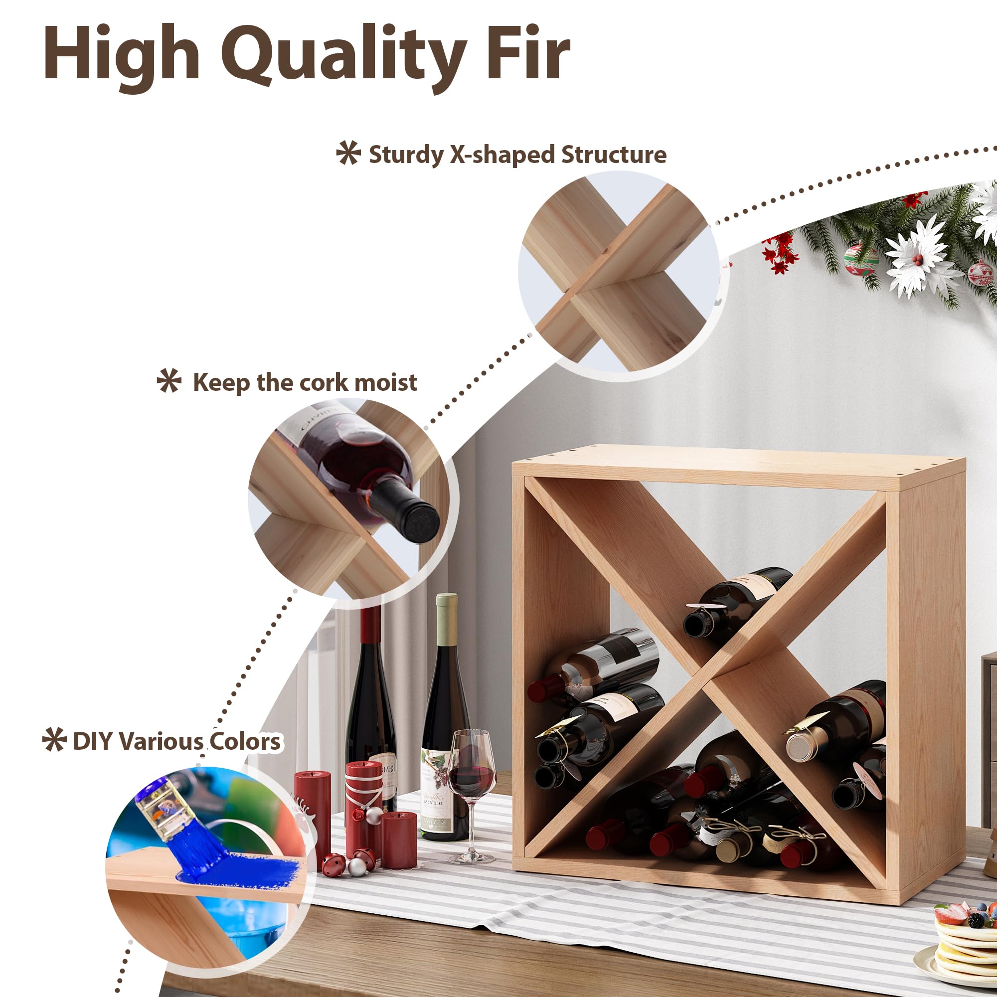 JAXPETY 48 Bottle Stackable Wine Rack - Freestanding Floor Liquor Storage Cabinet for Wine Cellar, Kitchen & Dining Room - Perfect for Home Bar, Restaurant & Wine Collection Display