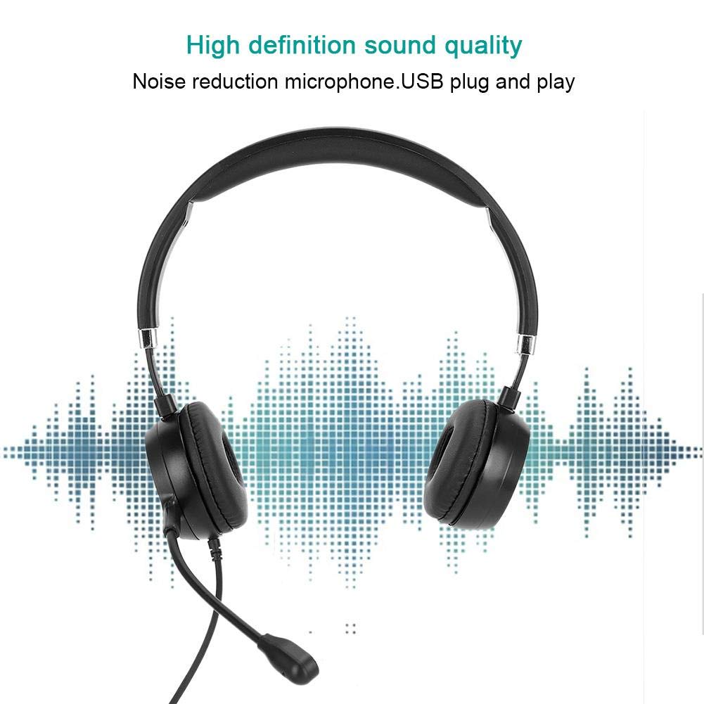 Topiky USB Communication Headset with Microphone & Soft Ear Cushions - Noise Cancelling Call Center Headphones for Online Chat, Teaching, Remote Work & Customer Service (USB Wired PC Computer Headset)