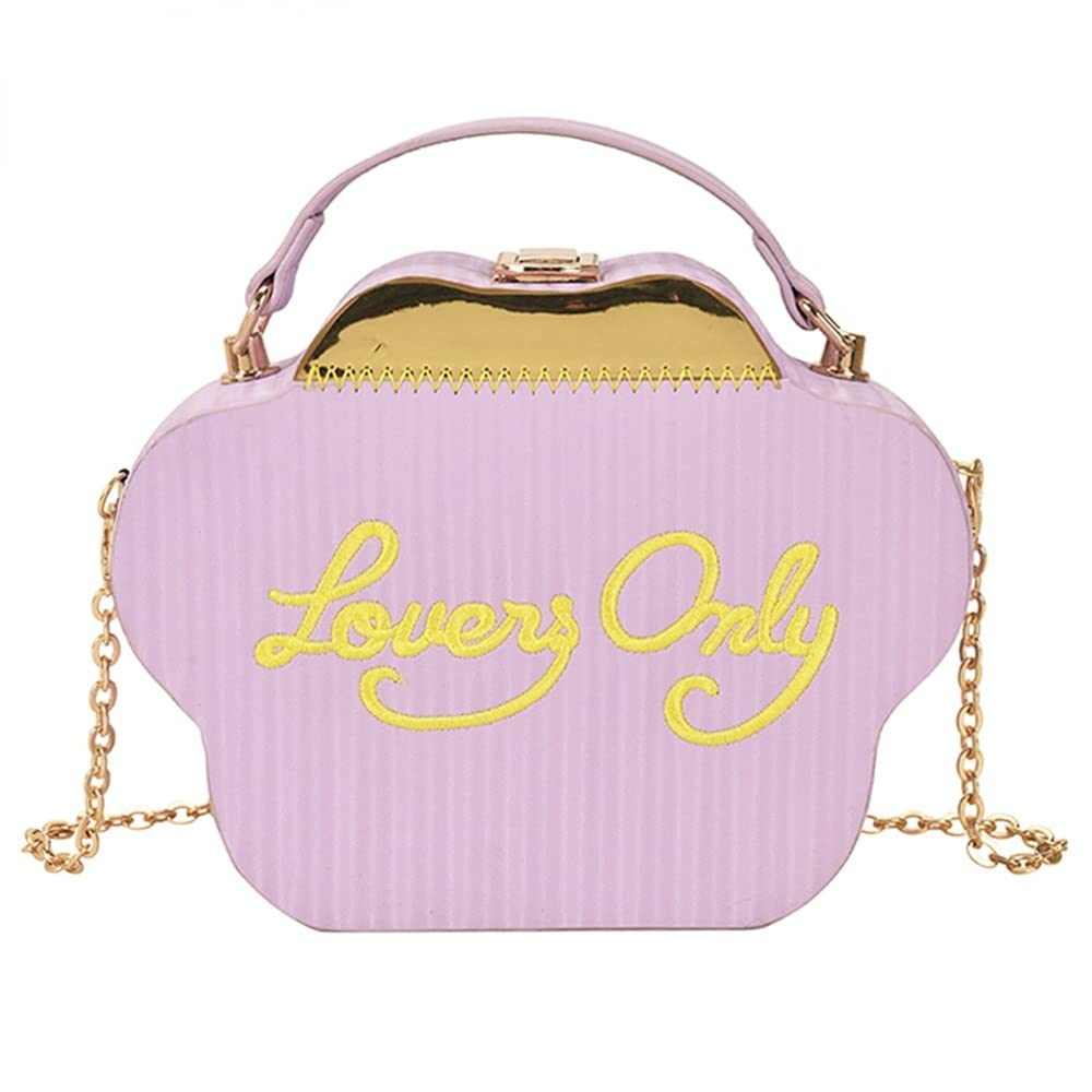 Stylish Women's PU Leather Box Shape Shoulder Bag with Chain Strap - Elegant Crossbody Purse for Evening Out, Party & Daily Use (Purple)