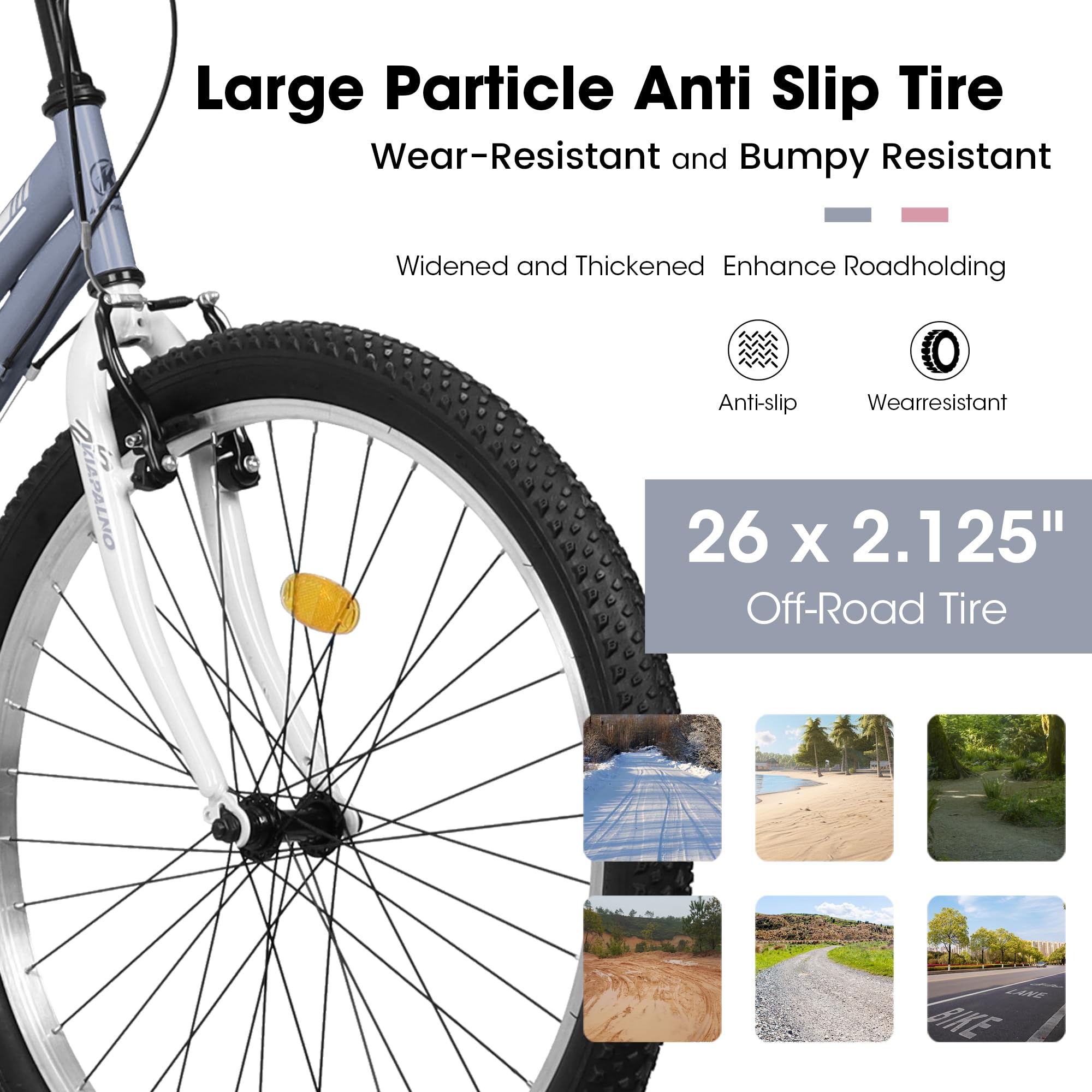 **24/26/27.5 Inch Women's & Girls' Mountain Bikes - 21-Speed Commuter Bike for Ages 10+ | Perfect for School, Work, Daily Commuting & Snow Riding | Great Birthday & New Year Gift**