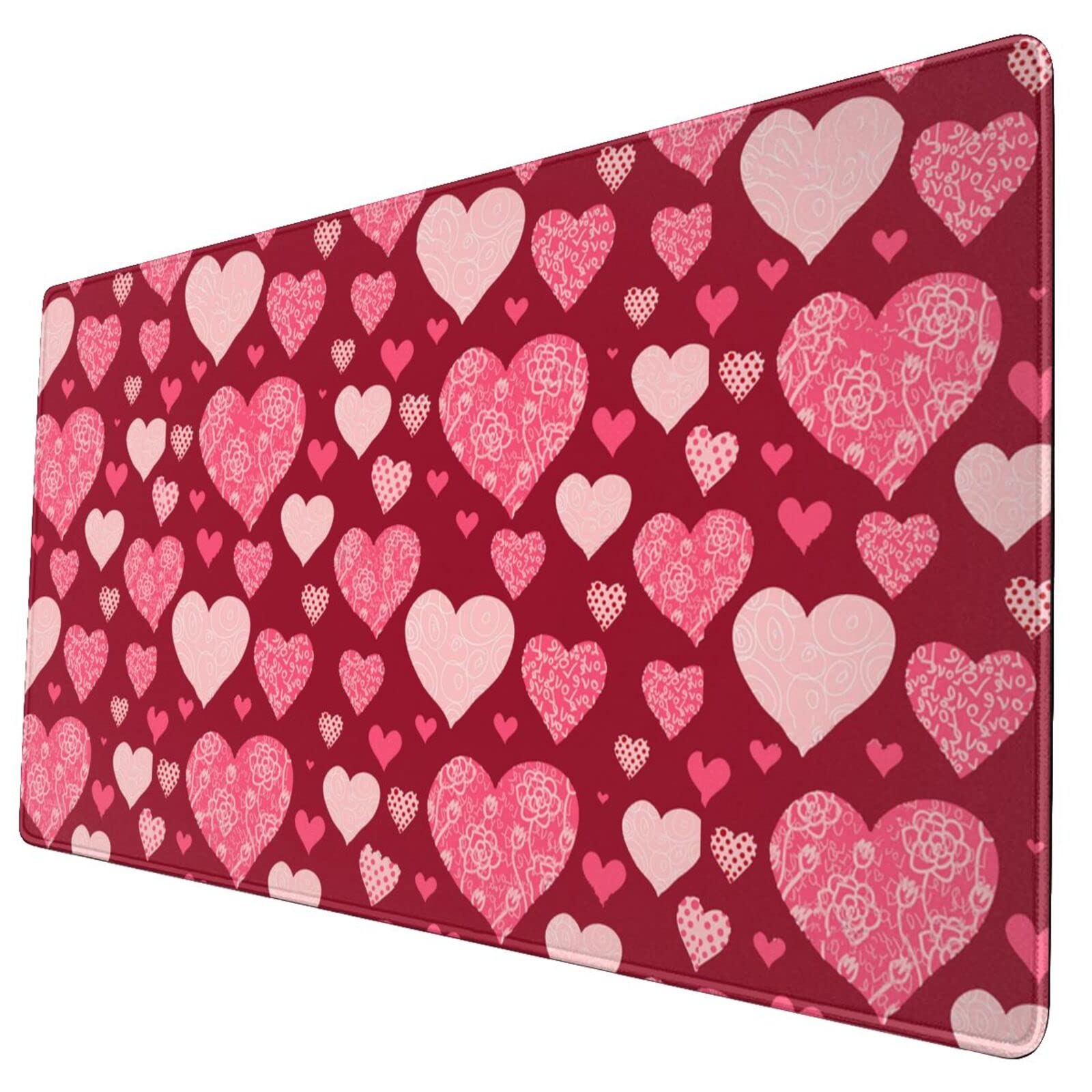 Romantic Heart-Shaped Mouse Pad - Non-Slip Rubber Base, Extended Rectangle Desk Mat for Gaming, Office & Home Use (Perfect for Valentine's Day Gifts & Workspace Decor)