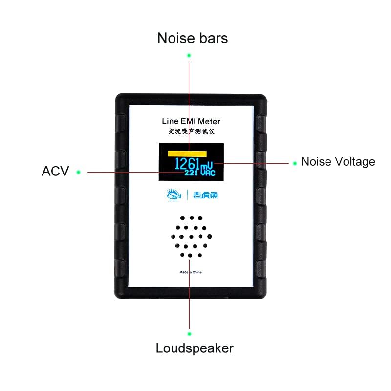 OLED Display Mains Noise Tester - EMI Measuring Instrument with Broadband AC Power Supply | Ripple Analyzer & Line EMI Meter for Home/Industrial Electrical Safety Testing