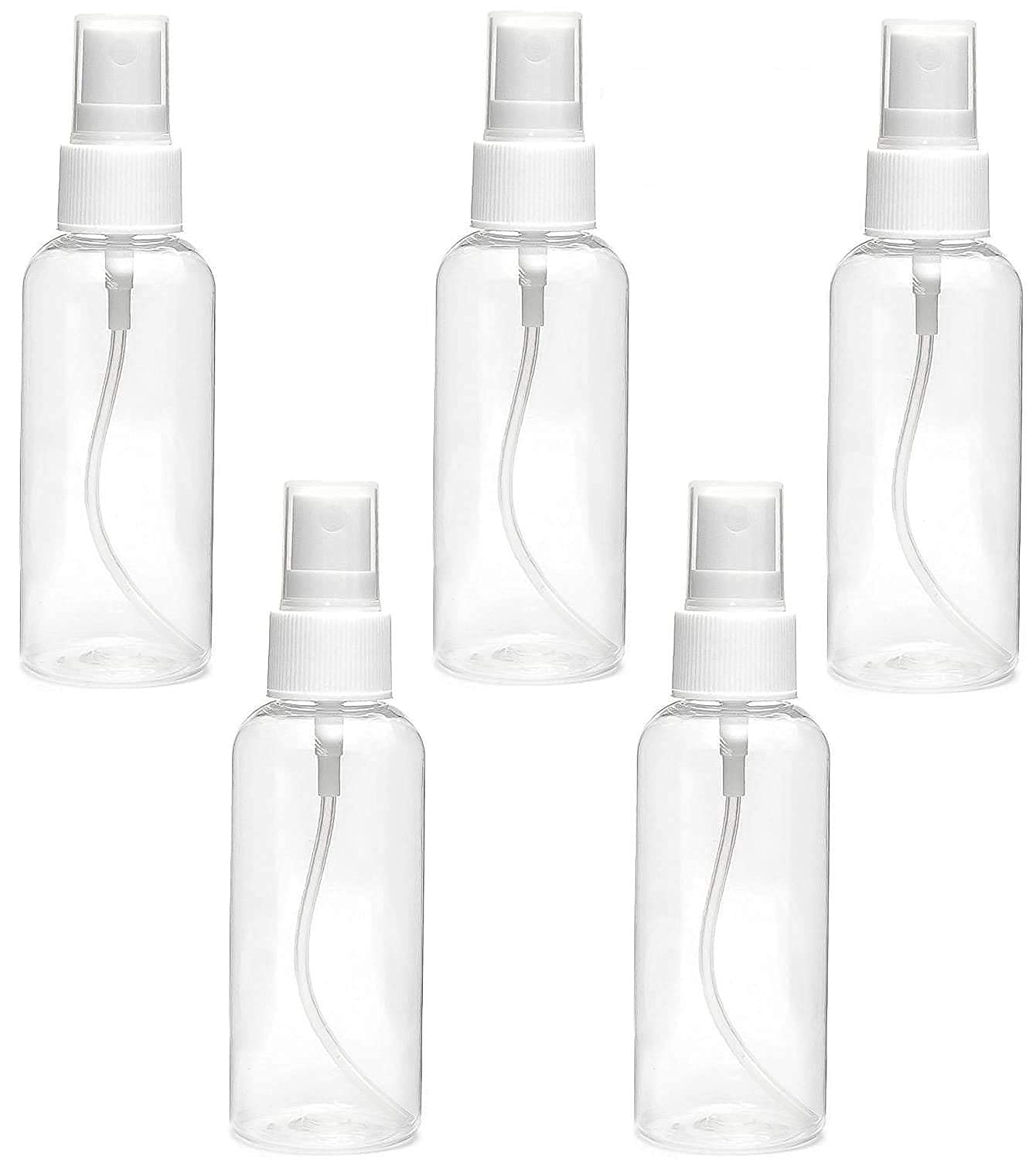 Refillable 100ml Fine Mist Spray Bottles (5-Pack) - Transparent Empty Bottles for Face & Hair Moisturizing, Plants, Electronics, Travel & Cleaning | Perfect for Skincare, Home & Travel Essentials