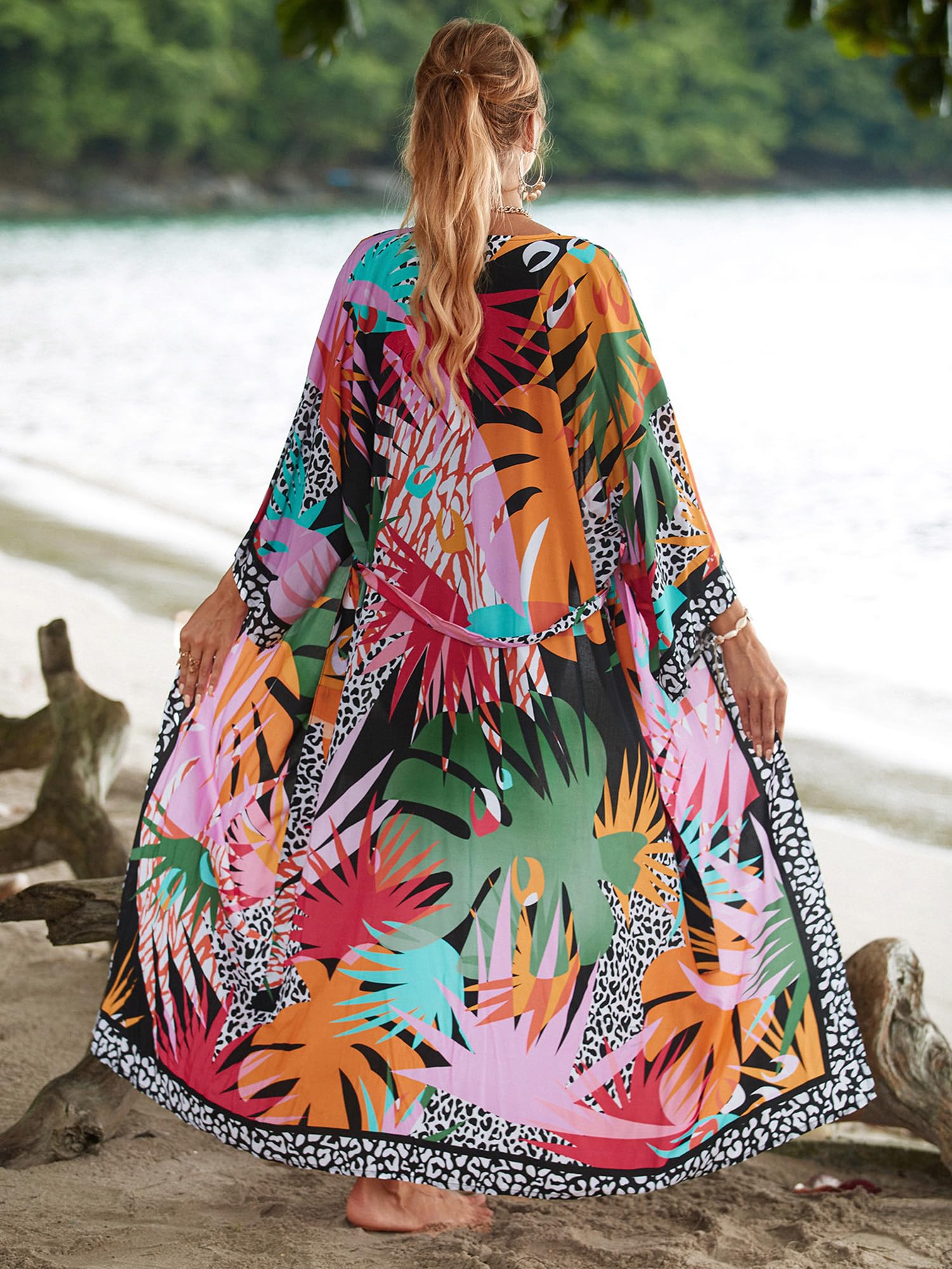 Women's Lightweight Open Front Cardigan - Long Beach Kimono Cover Up for Casual Wear, Loungewear & Summer Beach Outfits