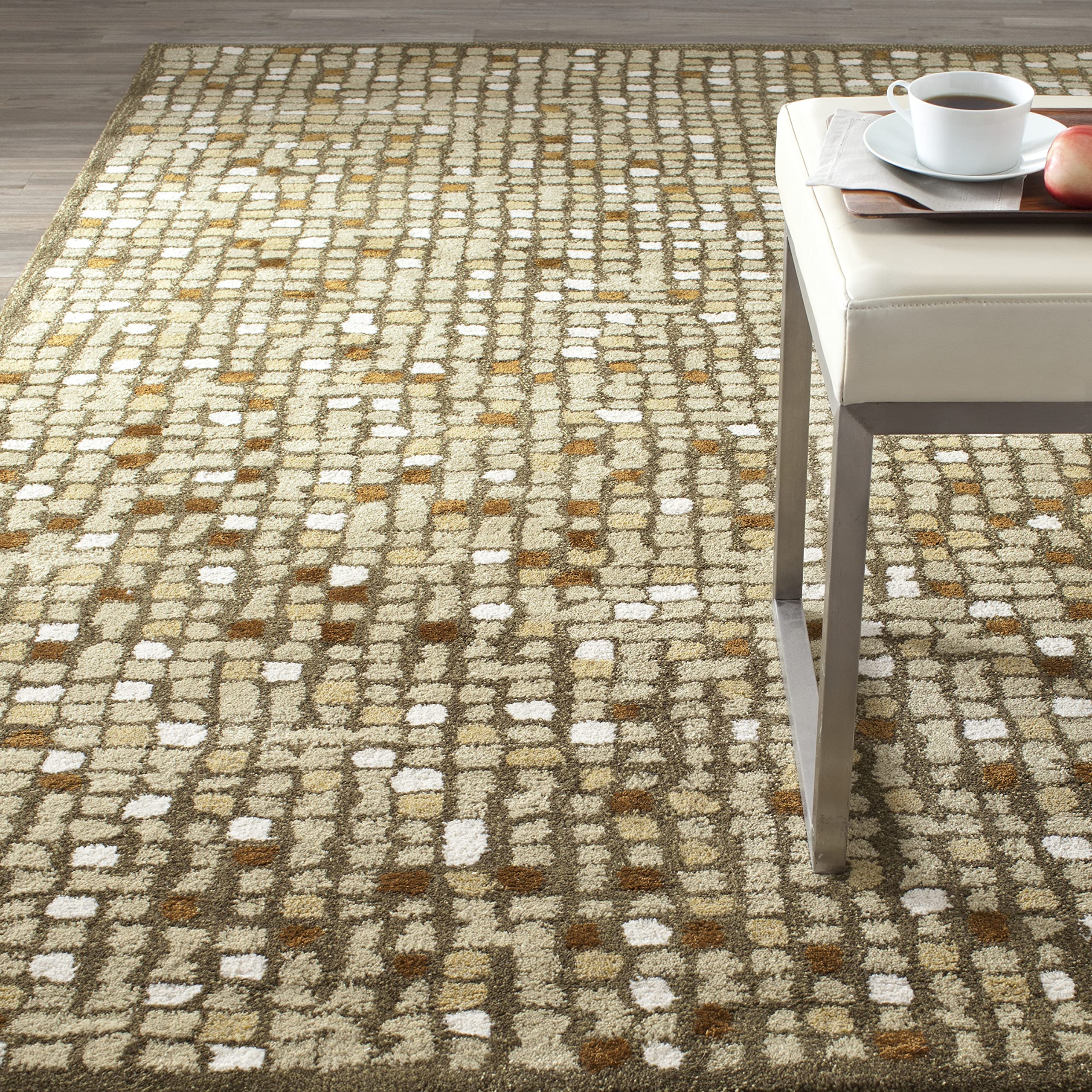 Handmade Mosaic Wool & Viscose Area Rug 5' x 8' - Martha Stewart by SAFAVIEH Collection MSR3623A in Oolong Tea Green | Perfect for Living Room, Bedroom & Office Decor