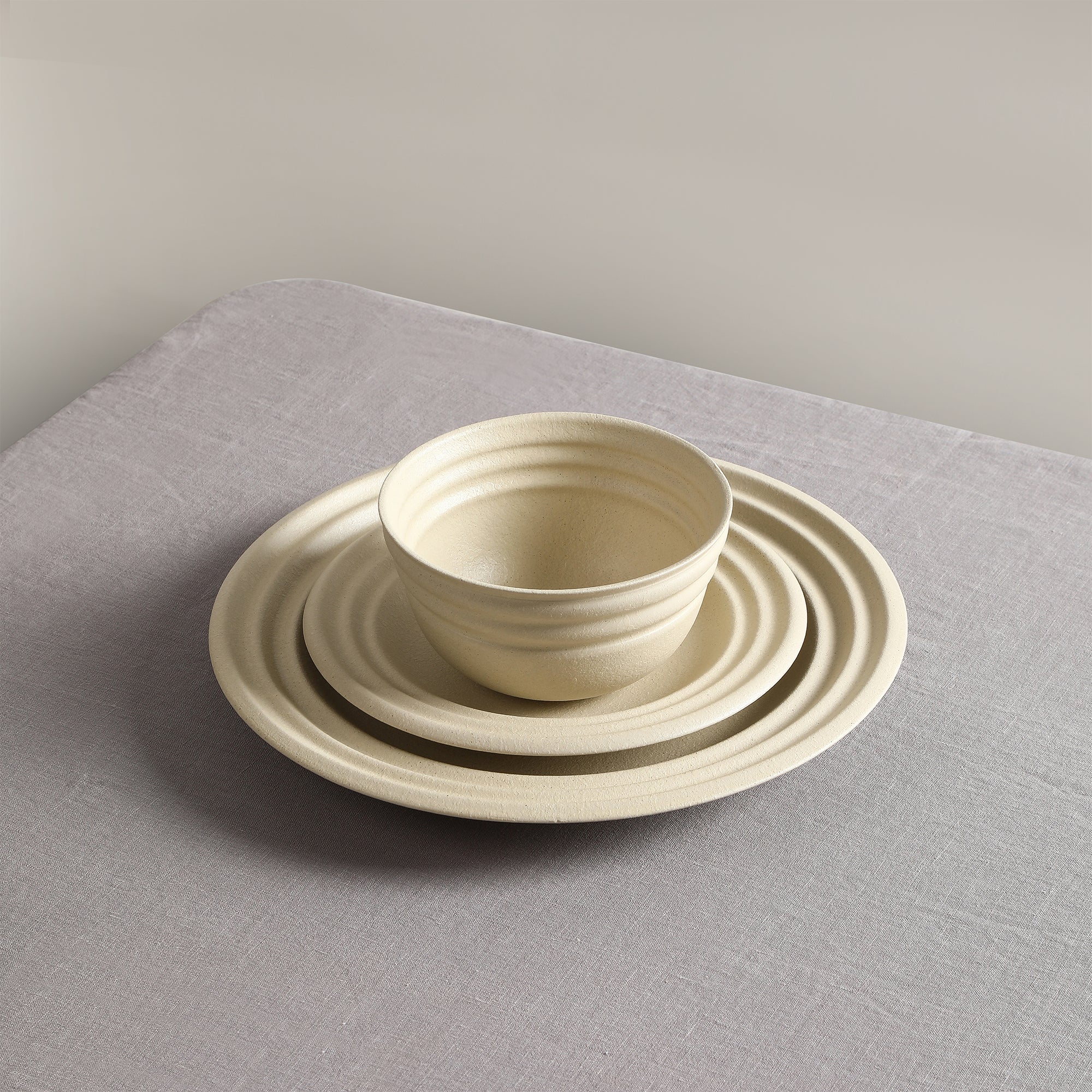 Stone Lain Zen Stoneware 12-Piece Dinnerware Set in Beige - Elegant Tableware for Modern Dining, Entertaining & Everyday Use