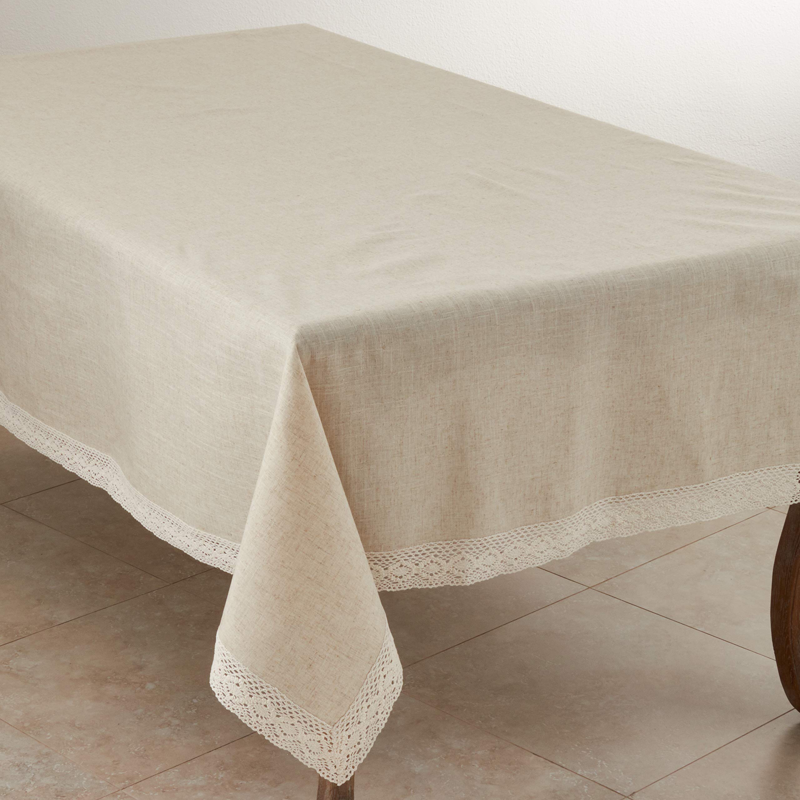 SARO LIFESTYLE 70x120 Inch Natural Tablecloth - Elegant Dining Decor