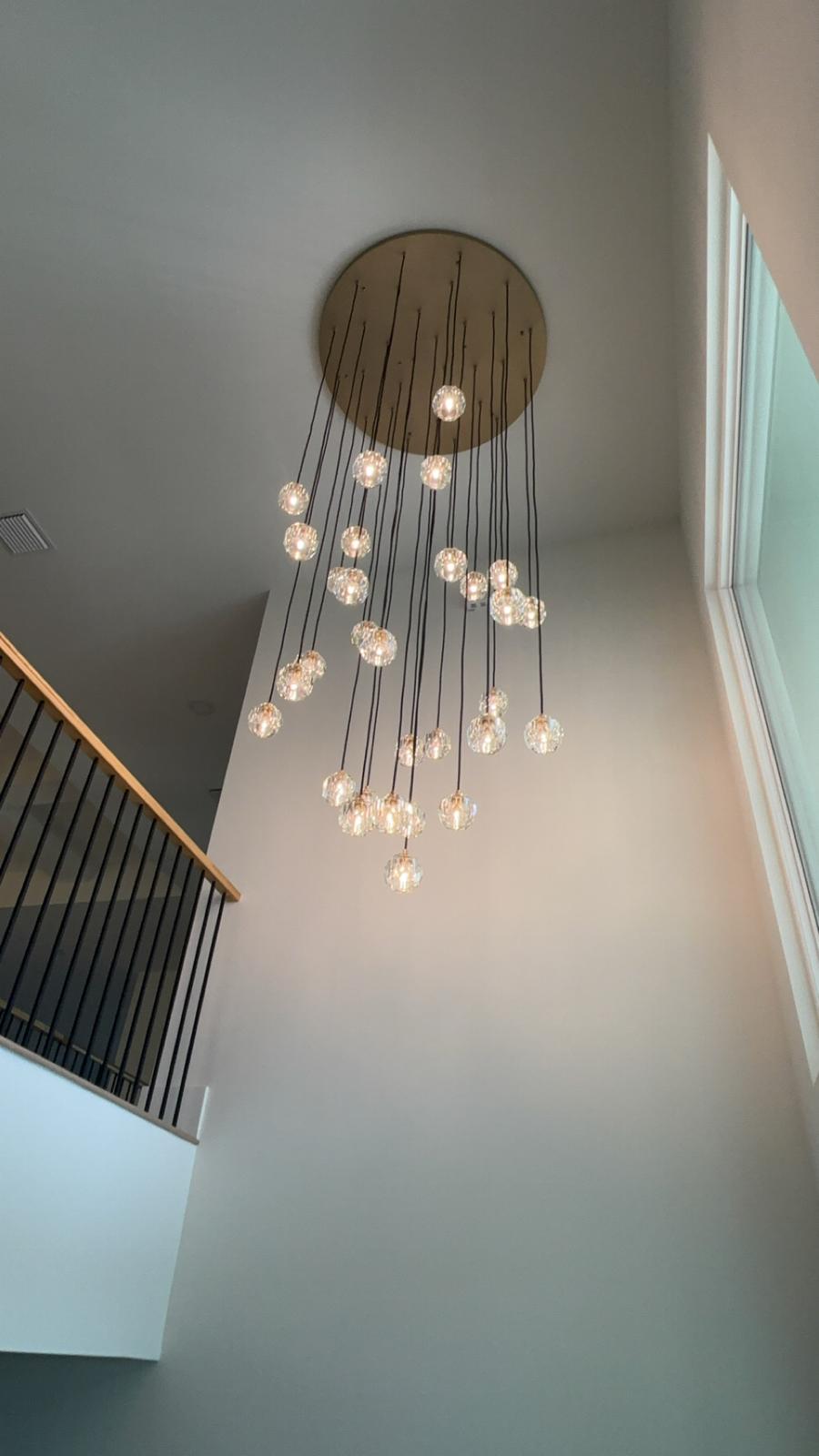 Crystal Ball Cluster Round Chandelier - 30 Inch Modern Ceiling Light Fixture for Dining Room, Bedroom, Living Room Decor