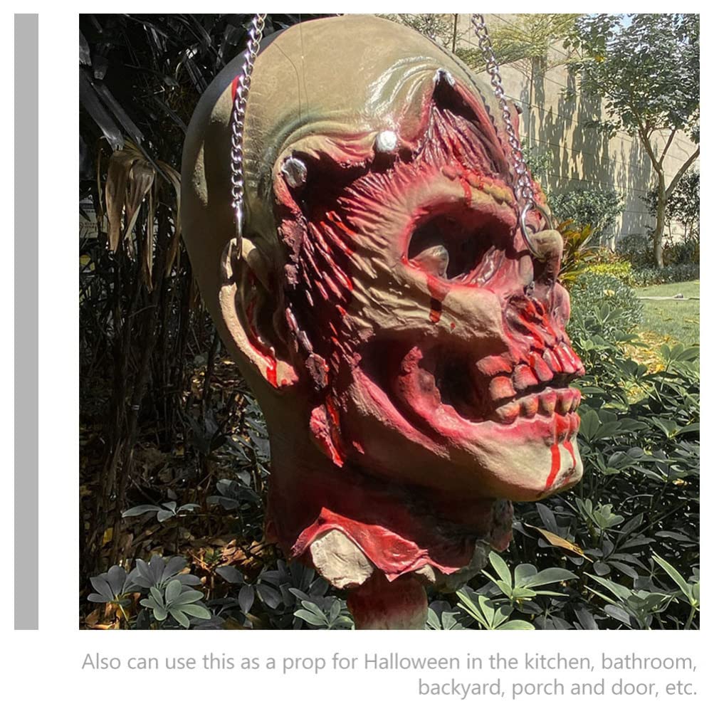 Realistic Hanging Severed Head Prop with Wig - Scary Halloween Decoration for Haunted Houses, Parties & Bars | Spooky Home & Event Decor