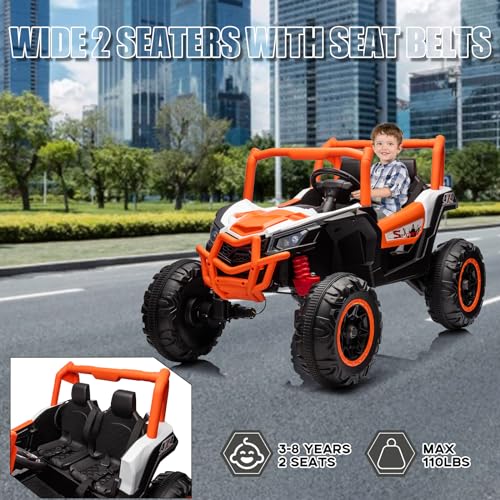 GARVEE 24V 2-Seater Kids Electric Ride-On Car - 4WD Off-Road UTV Toy with Remote Control, LED Lights, Bluetooth, 3 Speed Settings & Spring Suspension | Perfect for Outdoor Play, Backyard Adventures & Birthday Gifts for Boys & Girls Ages 3-8