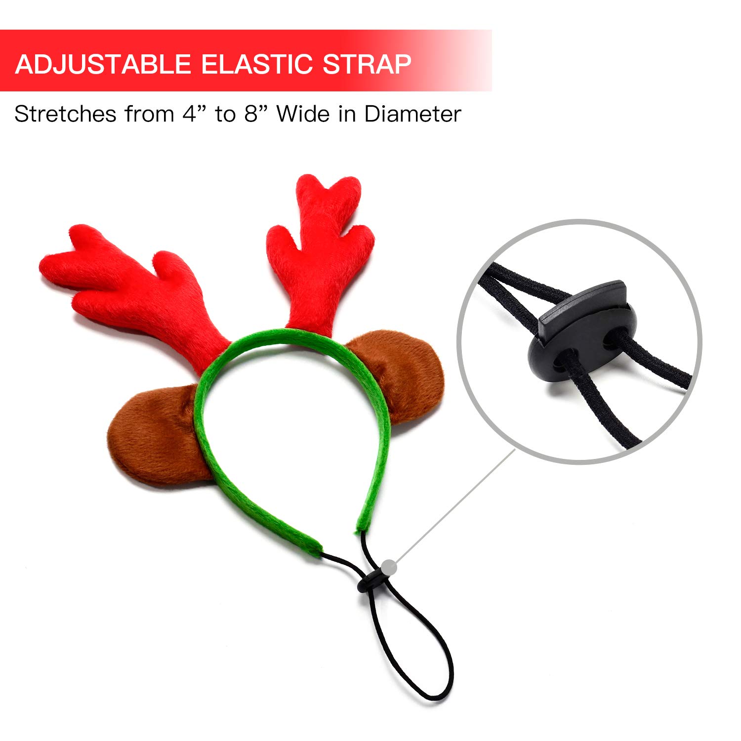 Toozey Adjustable Dog Christmas Costume - Soft Reindeer Antlers with Ears Headband for Medium & Large Dogs | Holiday Pet Outfit for Christmas Photos & Parties