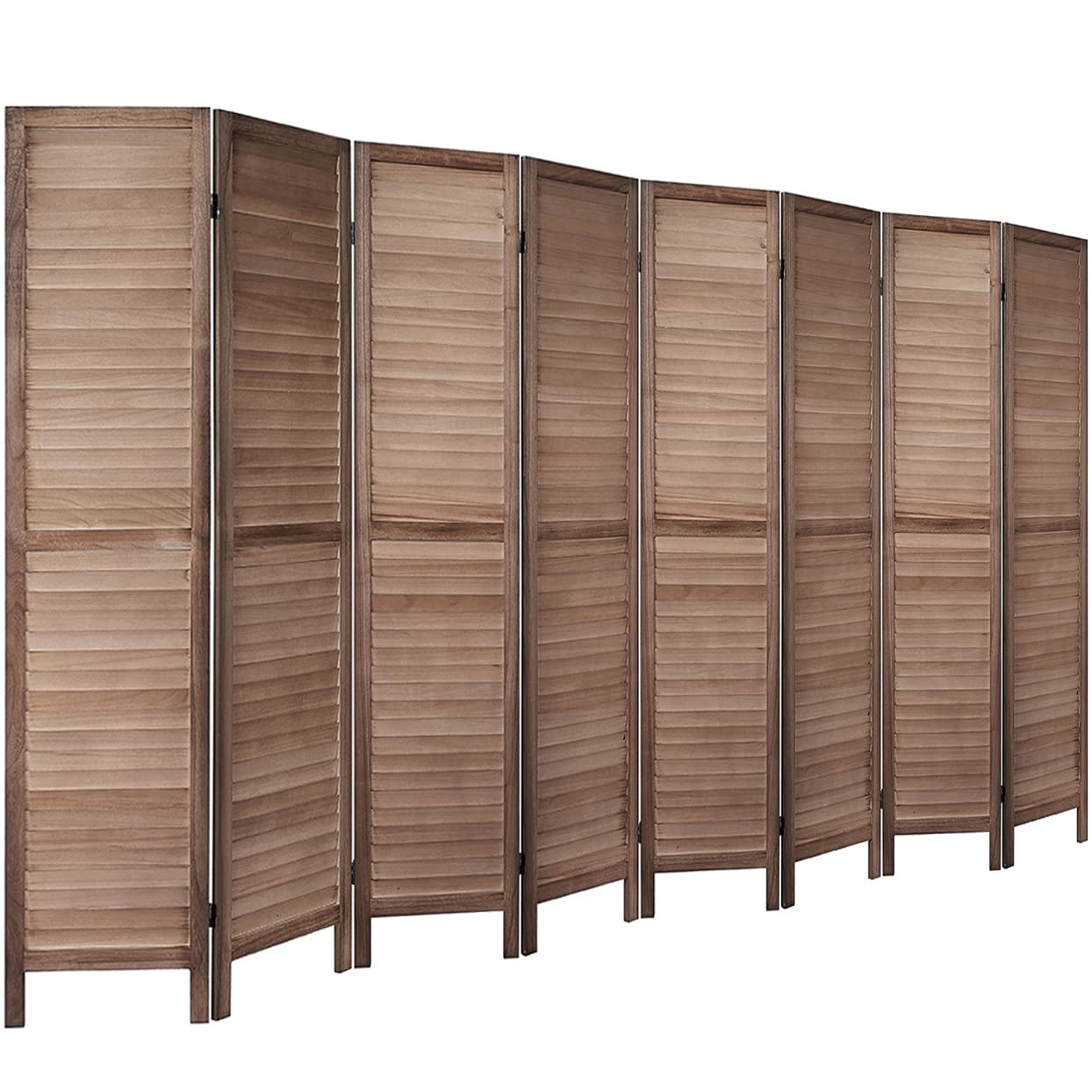 AMBITION LAND 8 Panel Wooden Room Divider - 5.6 Ft Tall Freestanding Folding Privacy Screen with 15.7