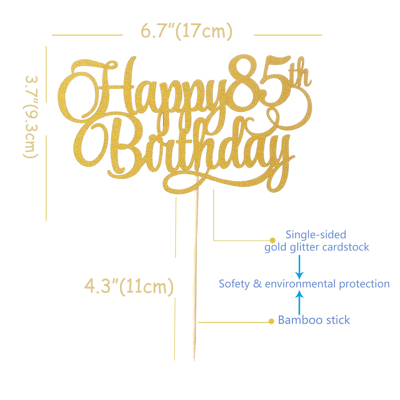 85th Birthday Cake Topper - Gold Glitter Numbers 85 Cake Decorations for Happy Birthday Party, Cheers to 85 Years, Hello 85 & Fabulous Celebration Supplies - Perfect for Milestone Birthday Cakes, Retirement Parties & Anniversary Decorations