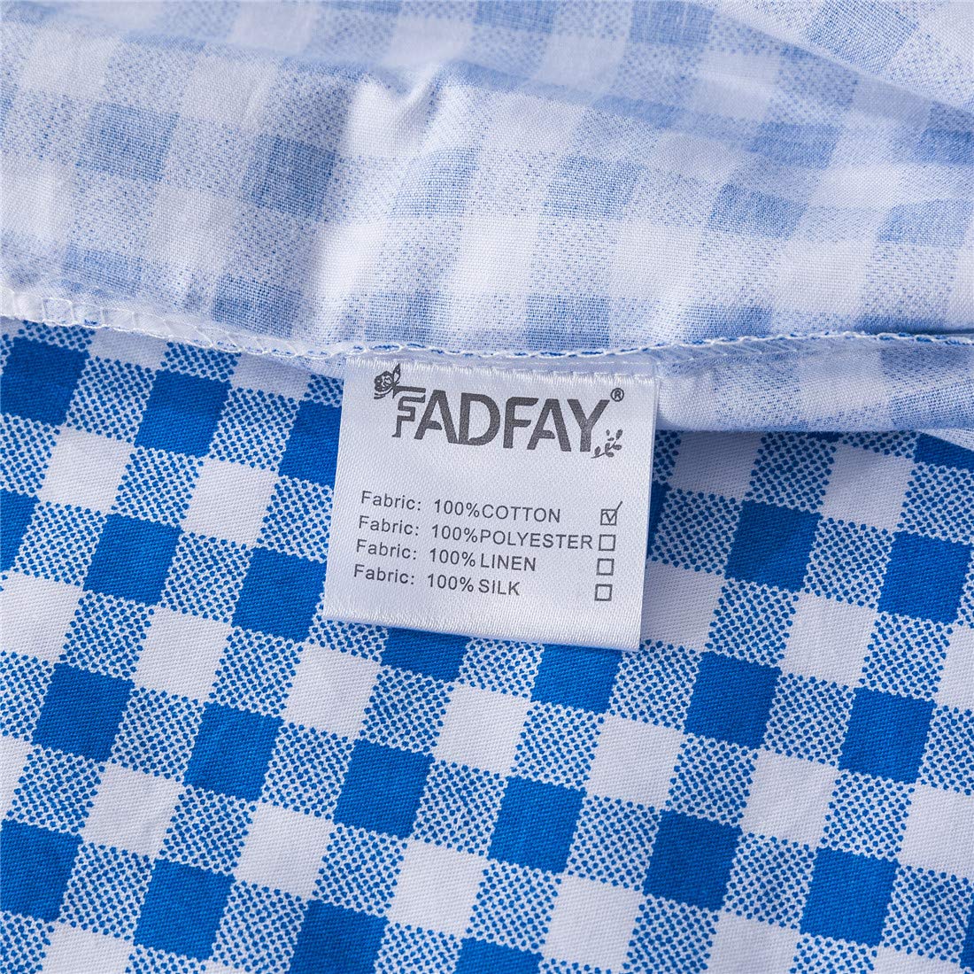 FADFAY Blue Grid Duvet Cover Set Queen Size - 100% Cotton Ultra Soft Reversible Plaid Bedding with Zipper Closure | 3-Piece Set (1 Duvet Cover + 2 Pillowcases) | Geometric Checker Design for Cozy Bedroom Decor | Perfect for Guest Rooms, Dorms & Master Bedrooms