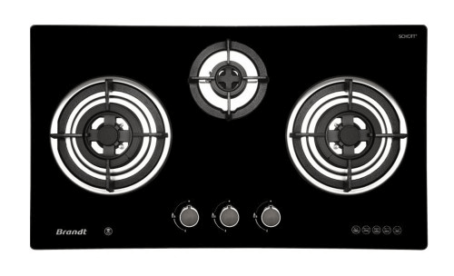 Brandt TG9905BBP 3-Burner Gas Cooktop - High Efficiency Stainless Steel Gas Hob for Modern Kitchens | Perfect for Home Cooking, Baking & Entertaining