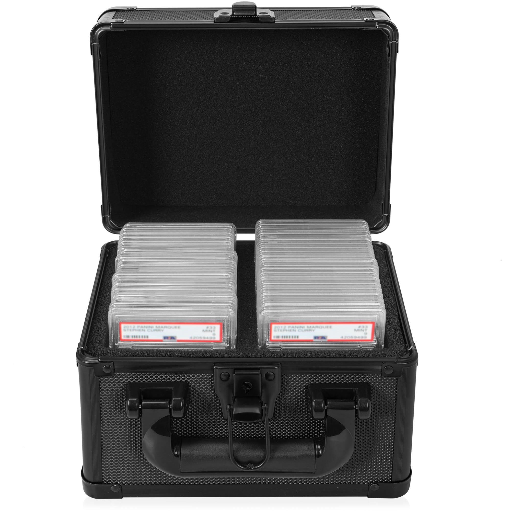 OUUTMEE Aluminum Alloy Graded Card Storage Case - Holds 50 PSA, CSG, BGS & Top Loader Slabs - Premium Sports Trading Card Protector for Collectors | Perfect for Display, Organization & Safekeeping of Valuable Cards