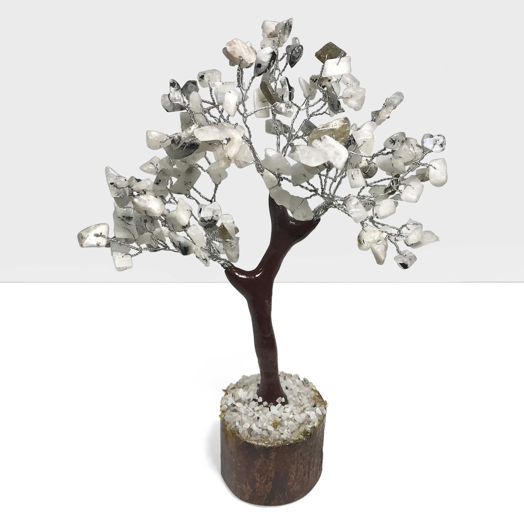 Natural Rainbow Moonstone Crystal Gemstone Tree with 160 Beads - Spiritual Healing, Meditation, Home & Office Decor, Feng Shui, Gift Idea