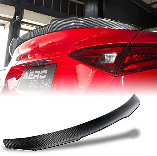 Premium AeroBon Real Carbon Fiber Trunk Spoiler for 2017-2024 Alfa Romeo Giulia Sedan - H Style Rear Wing - Enhances Aerodynamics & Sporty Look - Perfect for Car Enthusiasts & Racing Enthusiasts